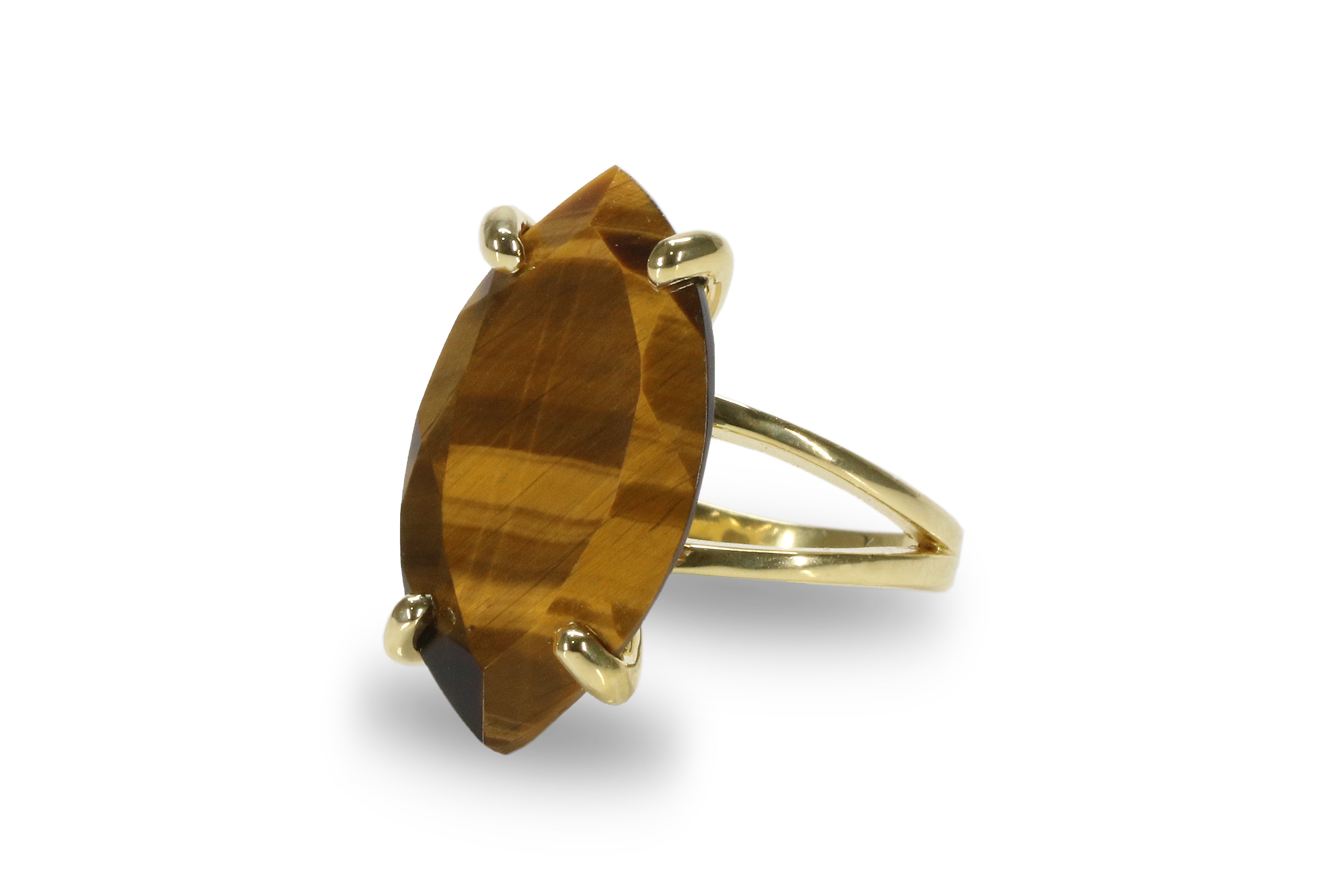 14CT Tiger Eye in 14k Gold-filled Ring Band Rings Anemone Jewelry