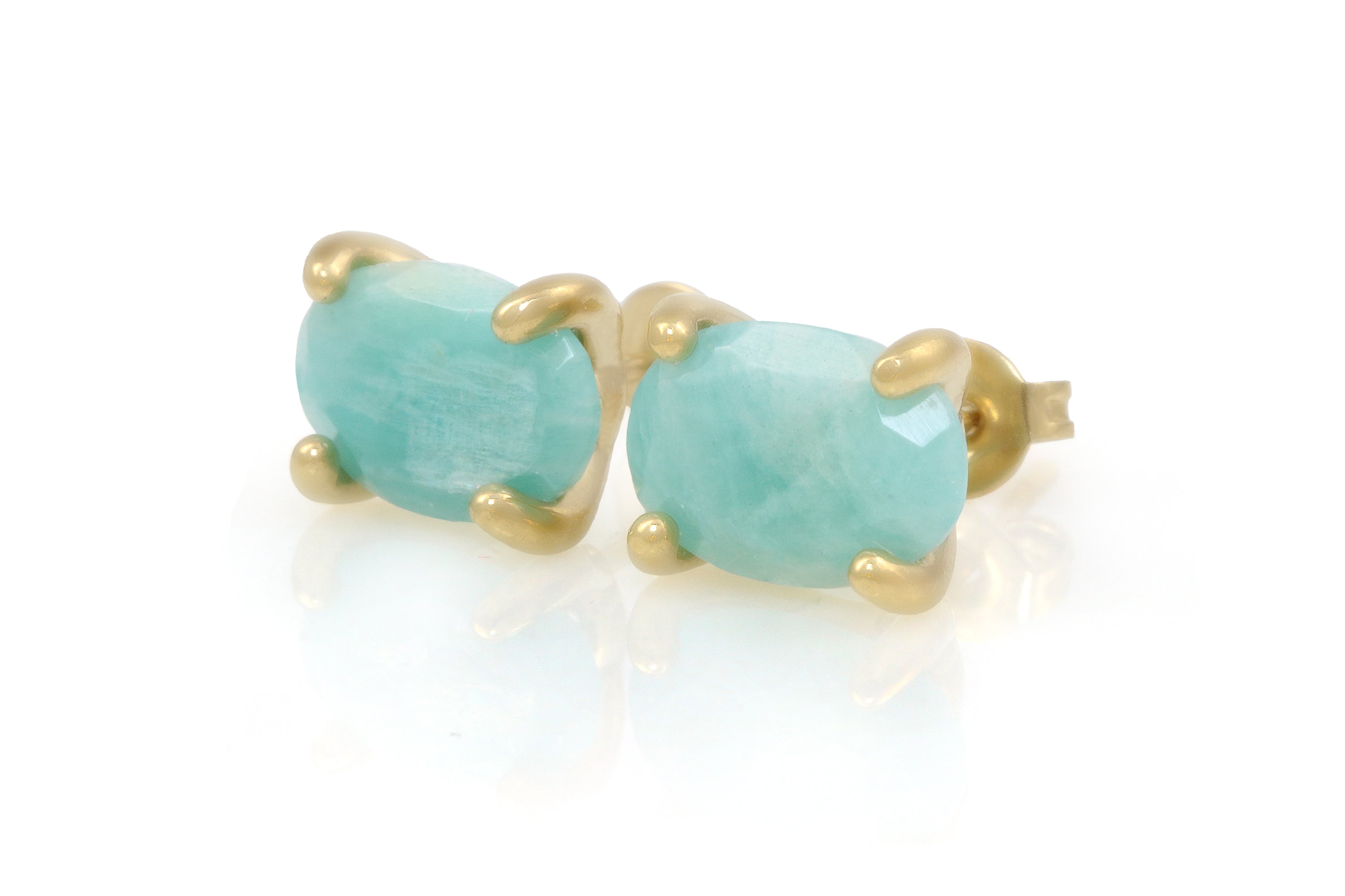 Delicate Oval Amazonite Gold Earrings Earrings Anemone Unique