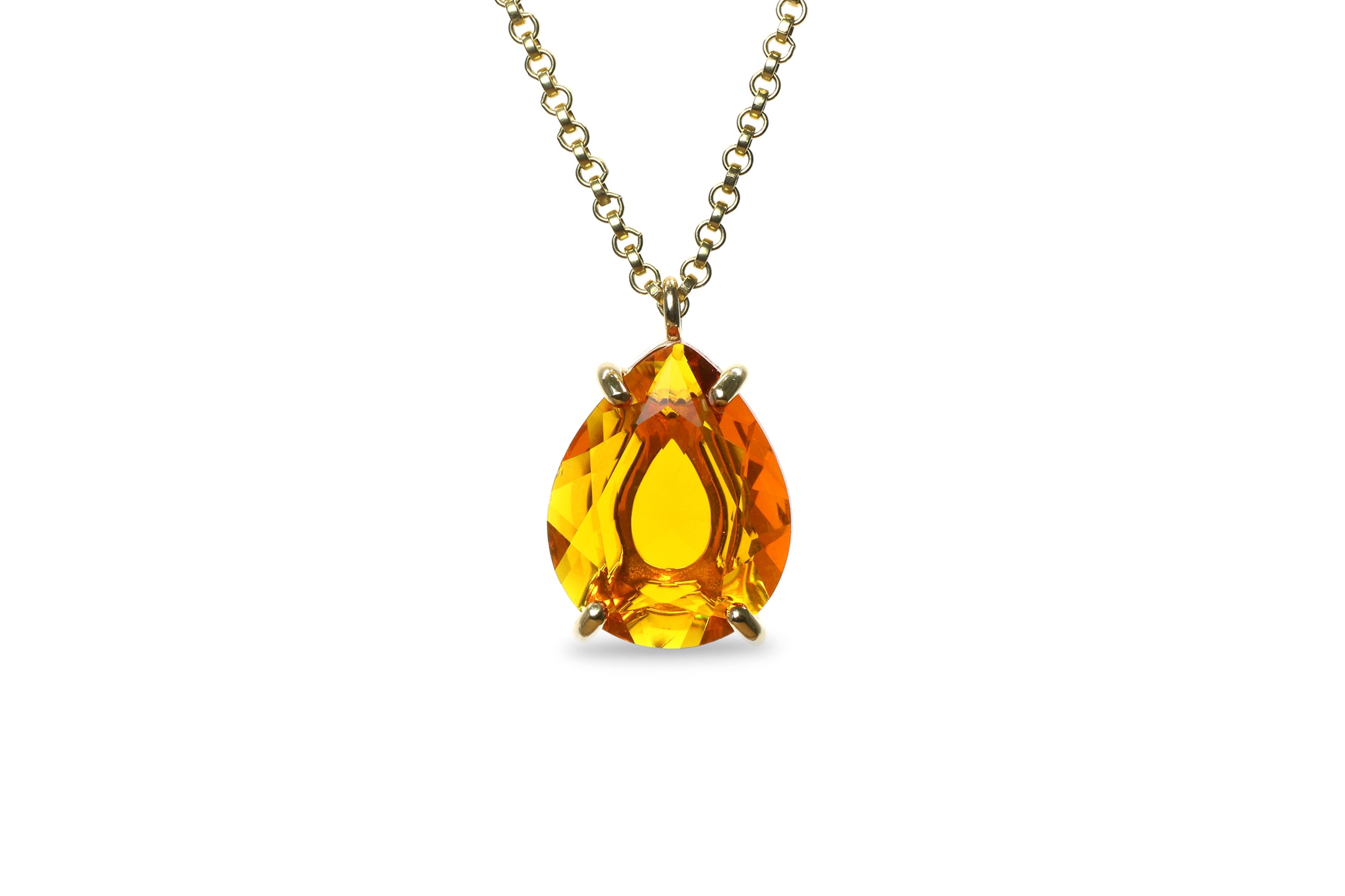 Yellow Citrine Pendant Necklace in Gold necklaces Anemone Jewelry