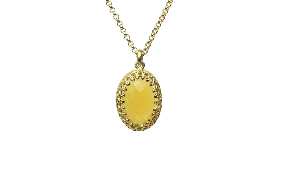 Vintage Style Citrine Victorian Gold Necklace necklaces Anemone Jewelry