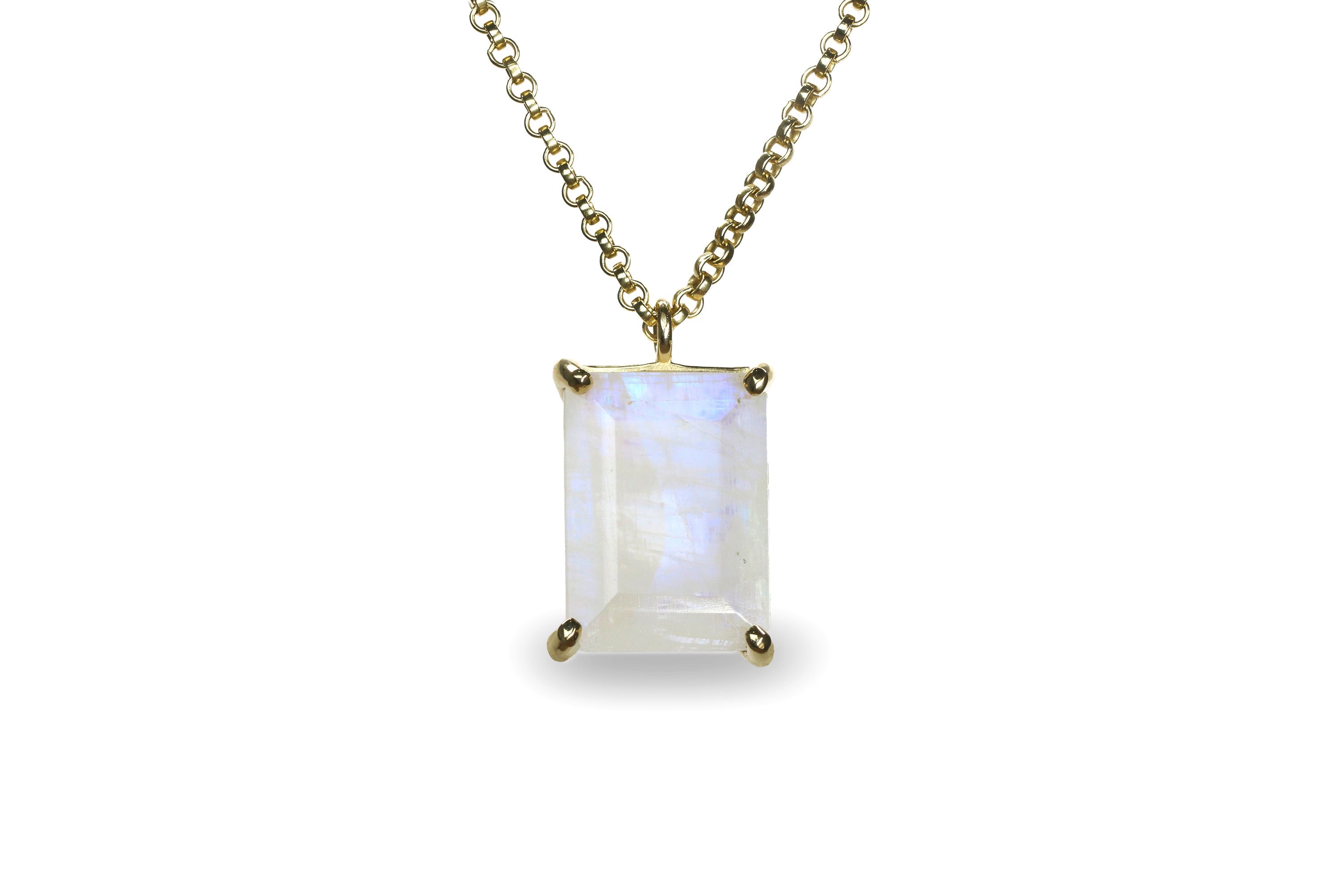 Silver Rectangle Moonstone Necklace necklaces Anemone Jewelry
