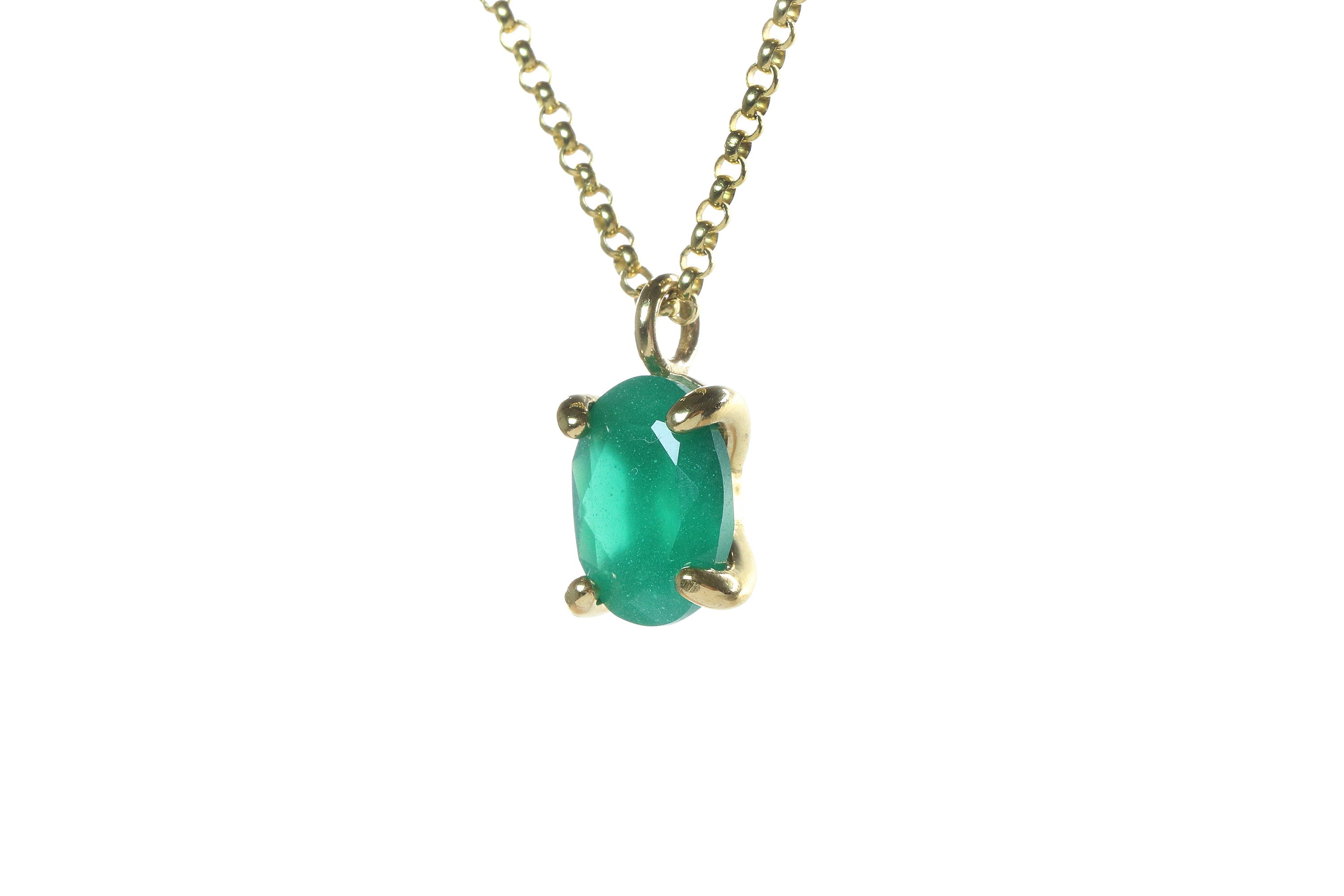 Artisan Gold Green Onyx Necklace necklaces Anemone Unique