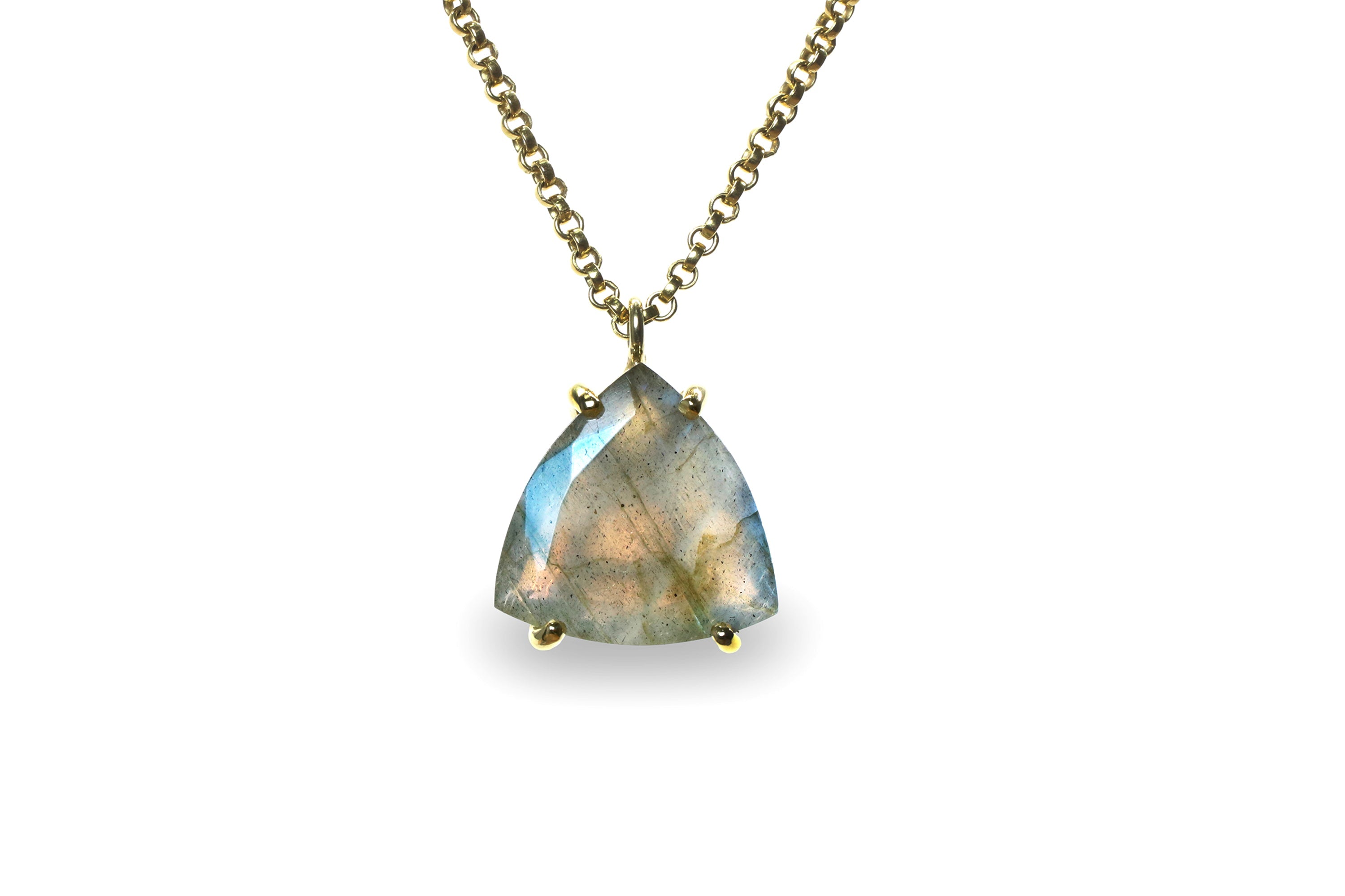 Triangle Labradorite Pendant Gold Necklace necklaces Anemone Jewelry
