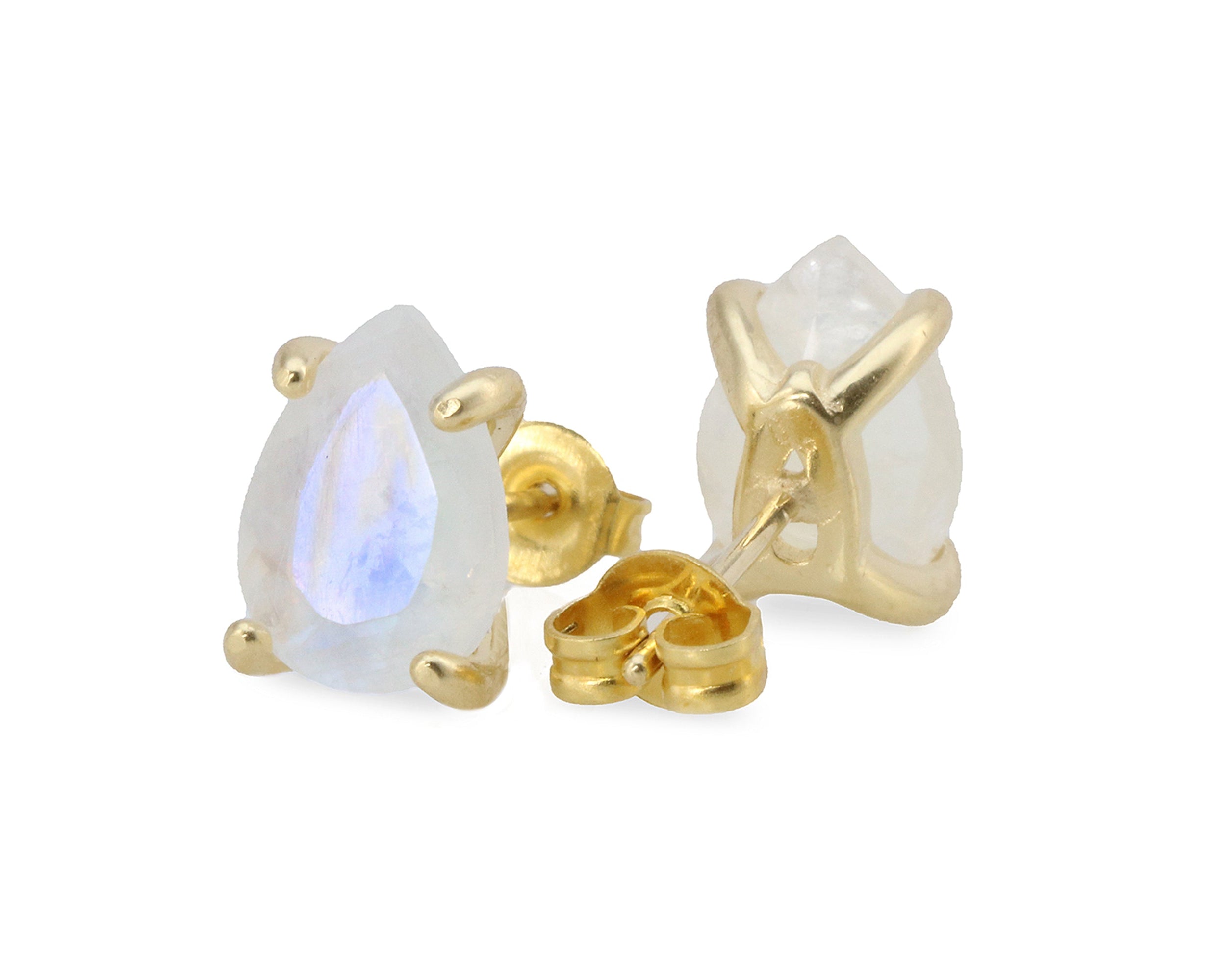 Chic Rainbow Moonstone Handmade Gold Stud Earrings Earrings Anemone Unique