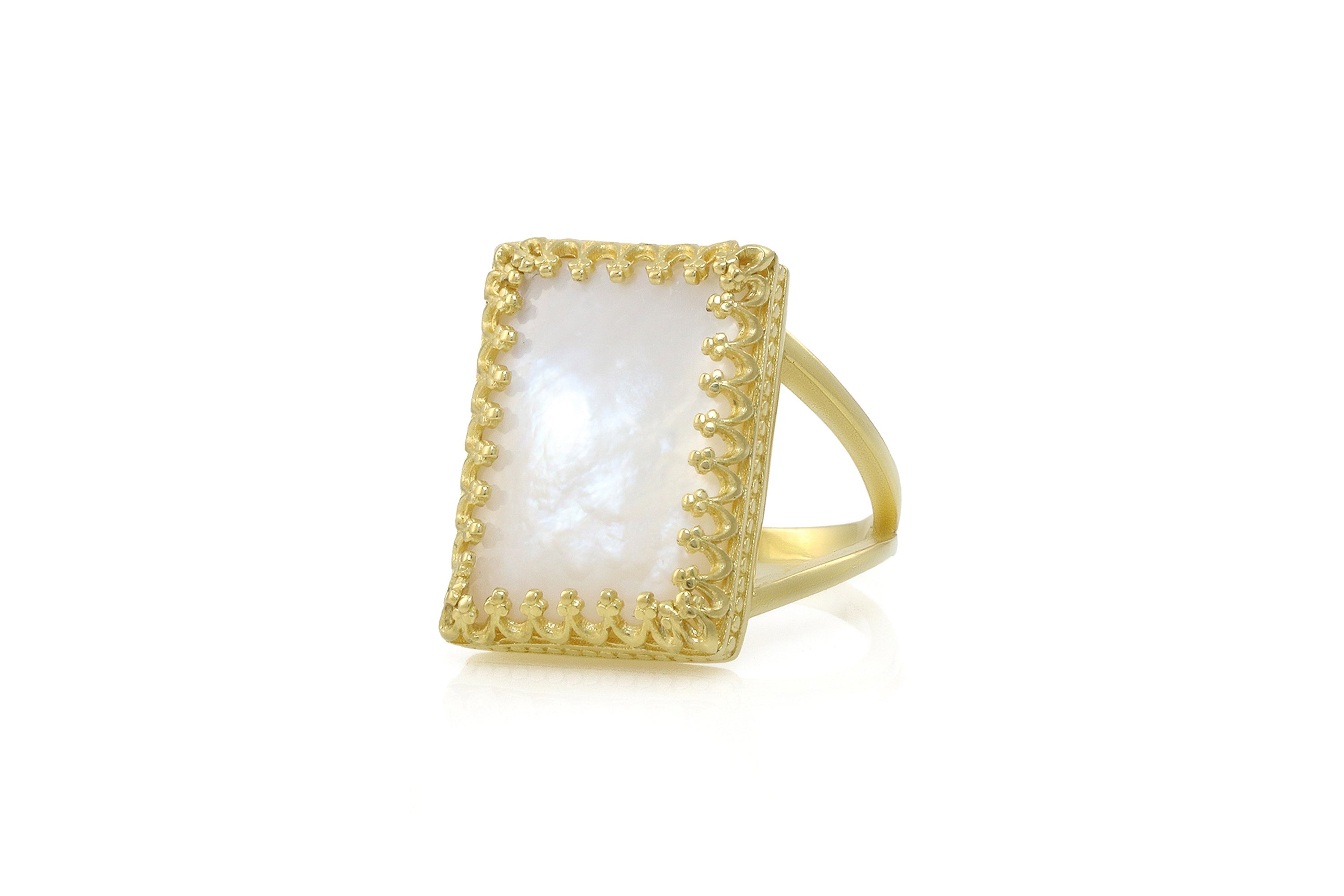 Remarkable Mother of Pearl Ring in Gold Rings Anemone Jewelry