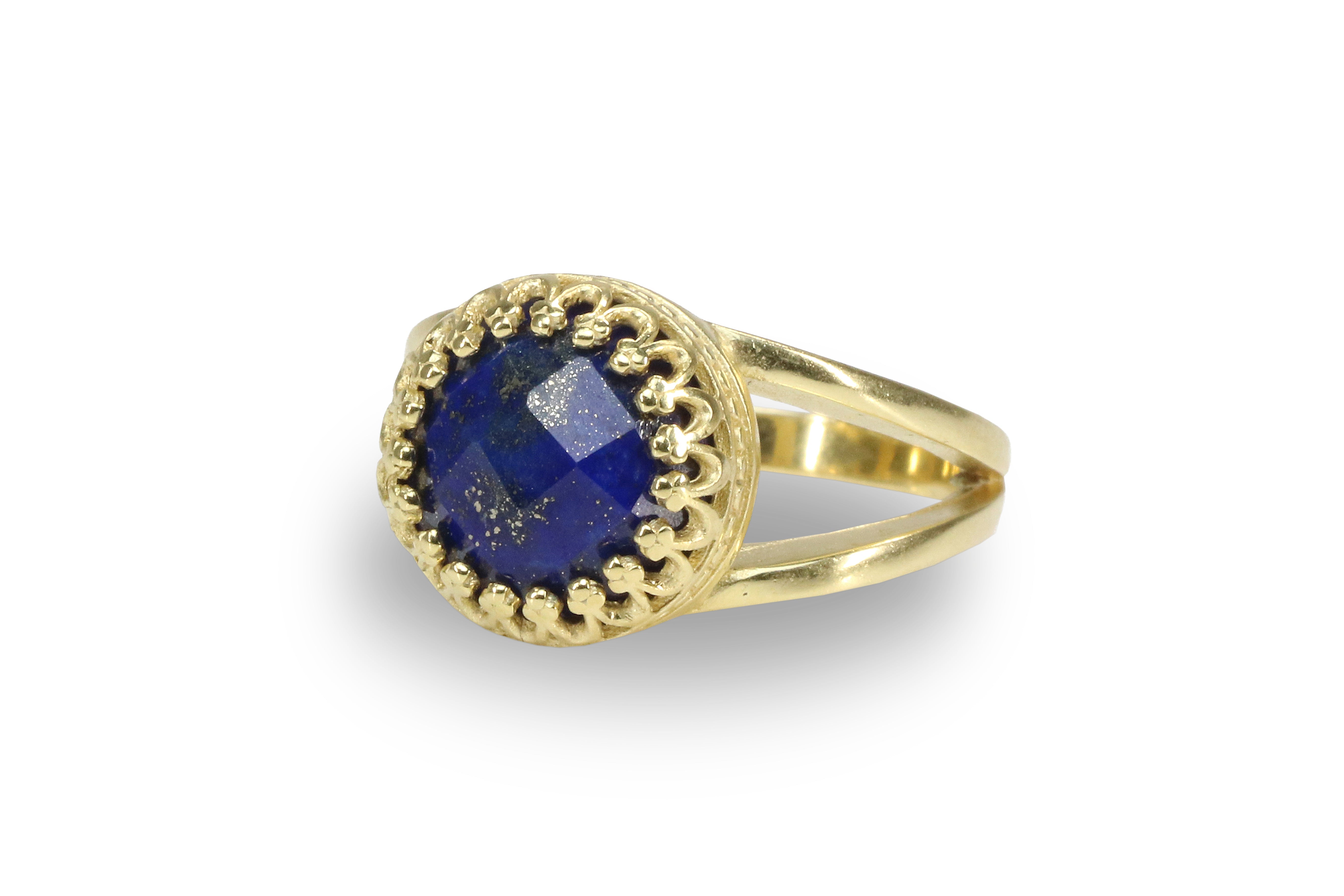 Lapis Lazuli Ring in 925 Sterling Silver Double Band Rings Anemone Jewelry
