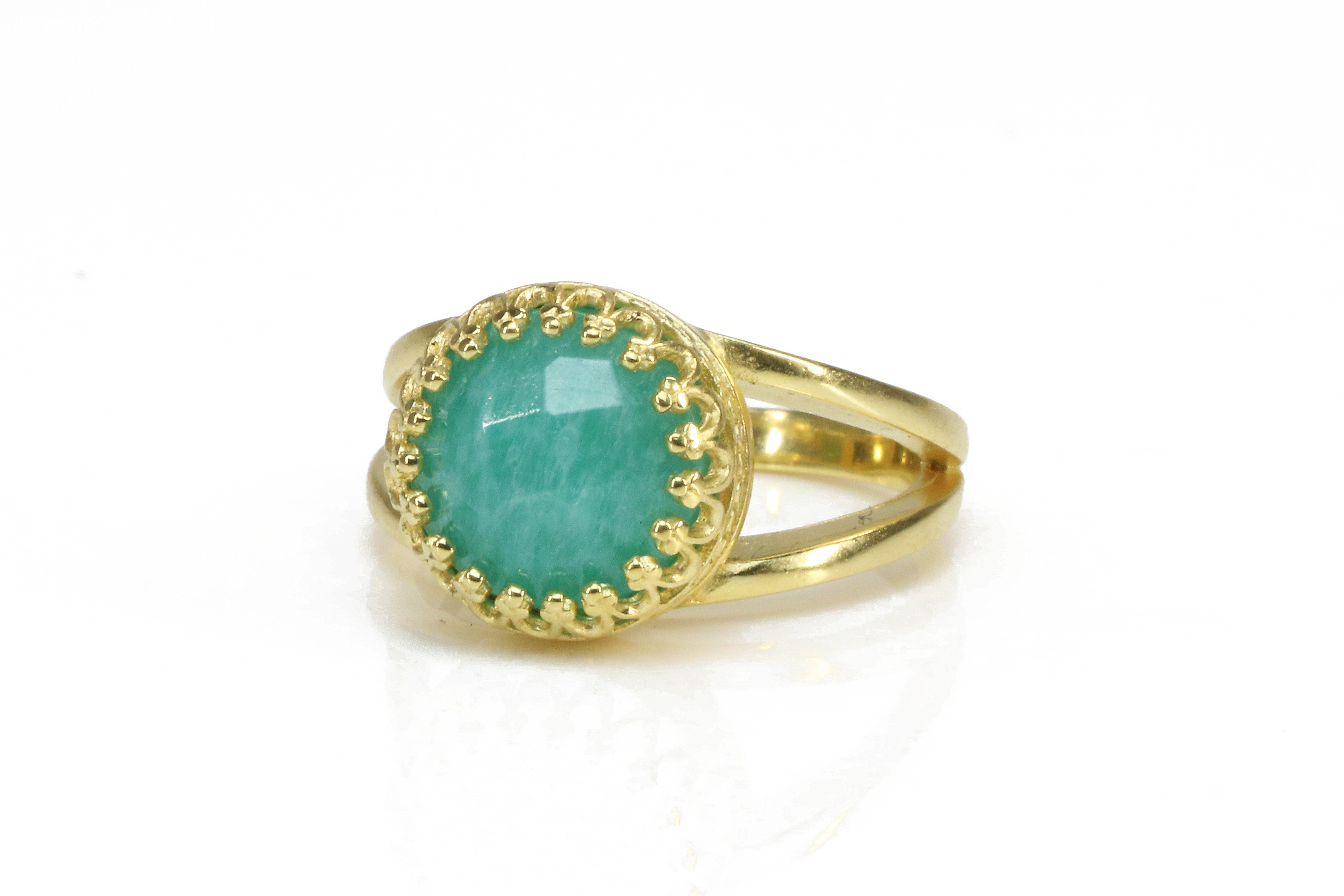 Exquisite Round Amazonite in 14K Gold-filled Ring Rings Anemone Jewelry