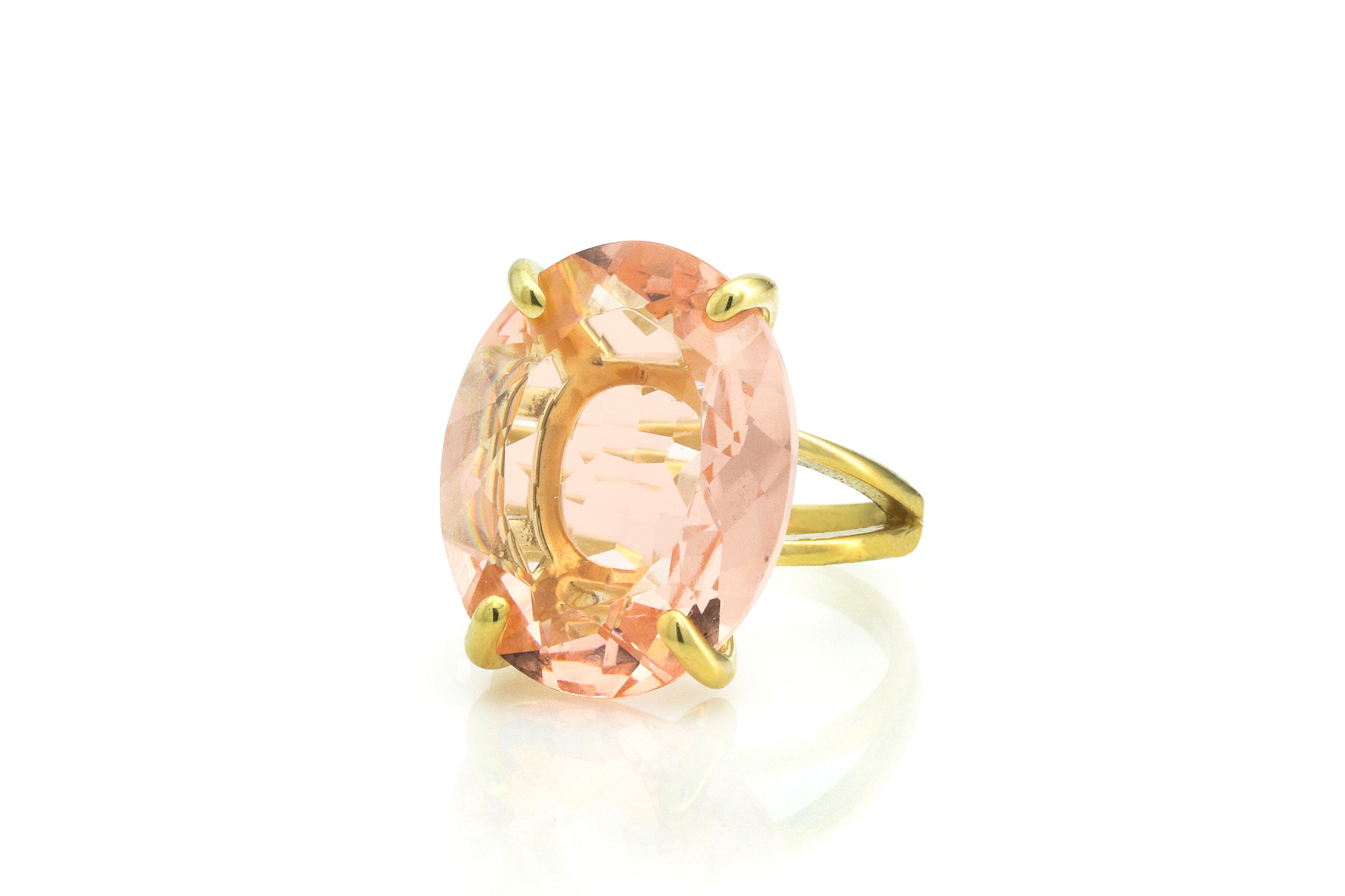 Oval Morganite Gemstone 14k Gold Ring Rings Anemone Jewelry
