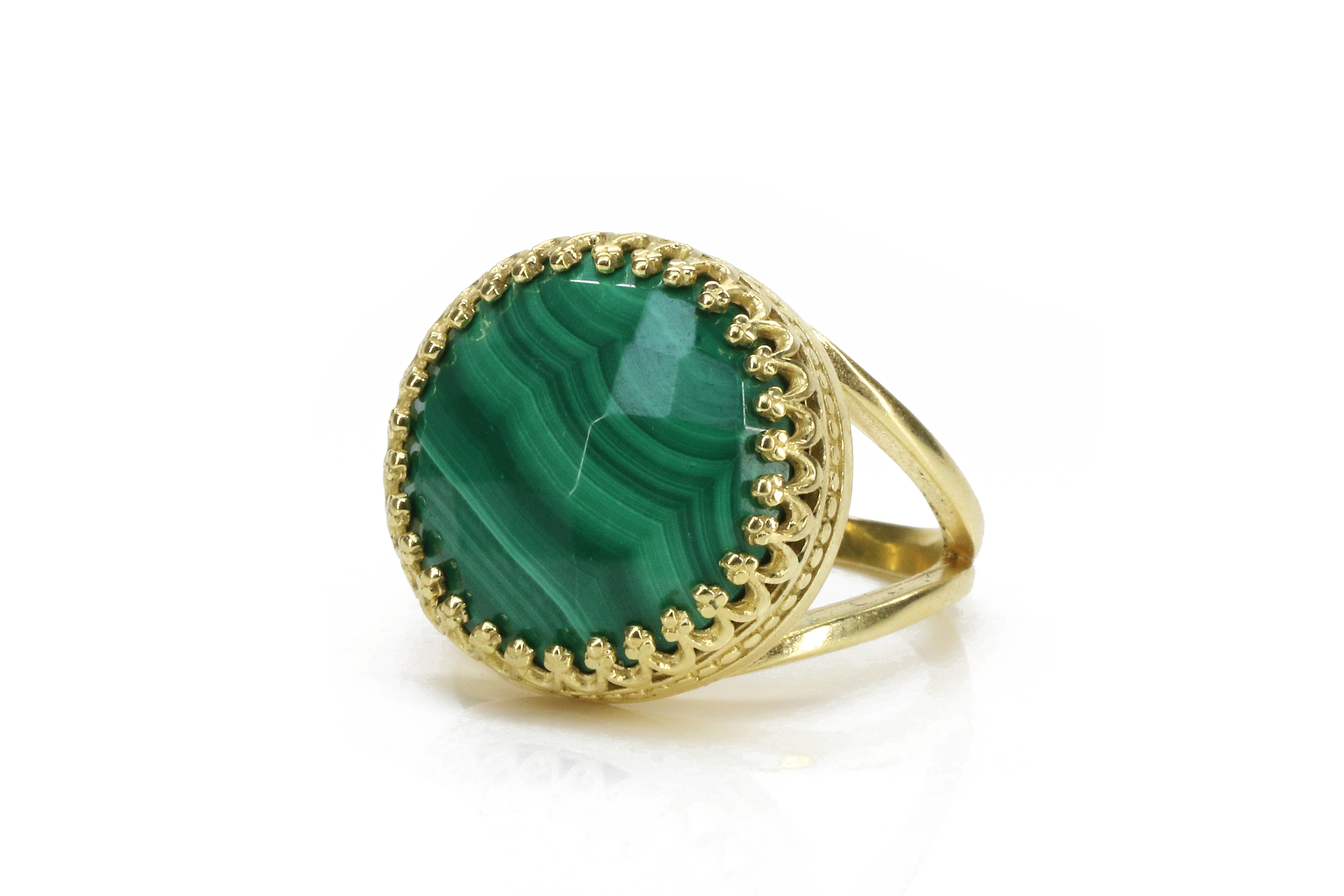 Banded Malachite Ring in 14k Gold Rings Anemone Jewelry