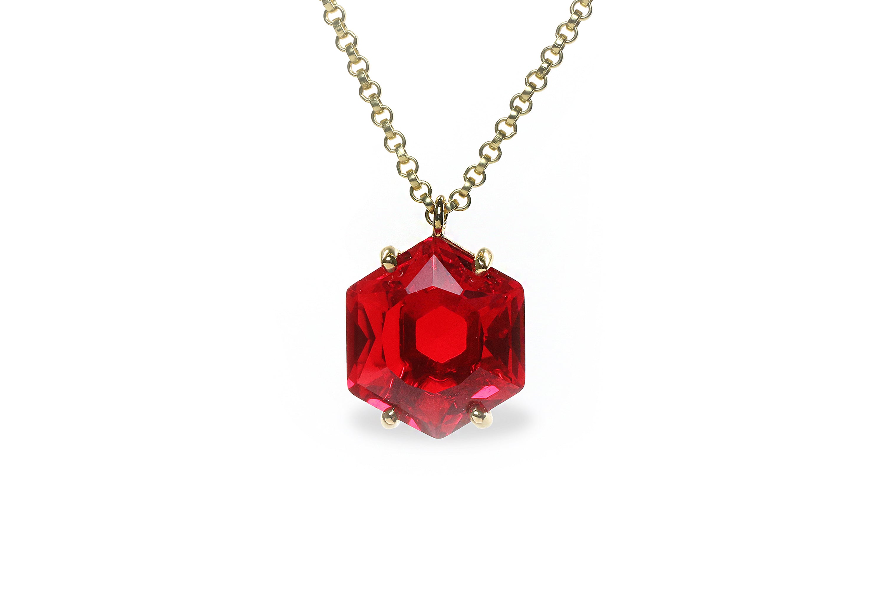 Gold Filled Hexagon Cut Ruby Gem Necklace necklaces Anemone Jewelry