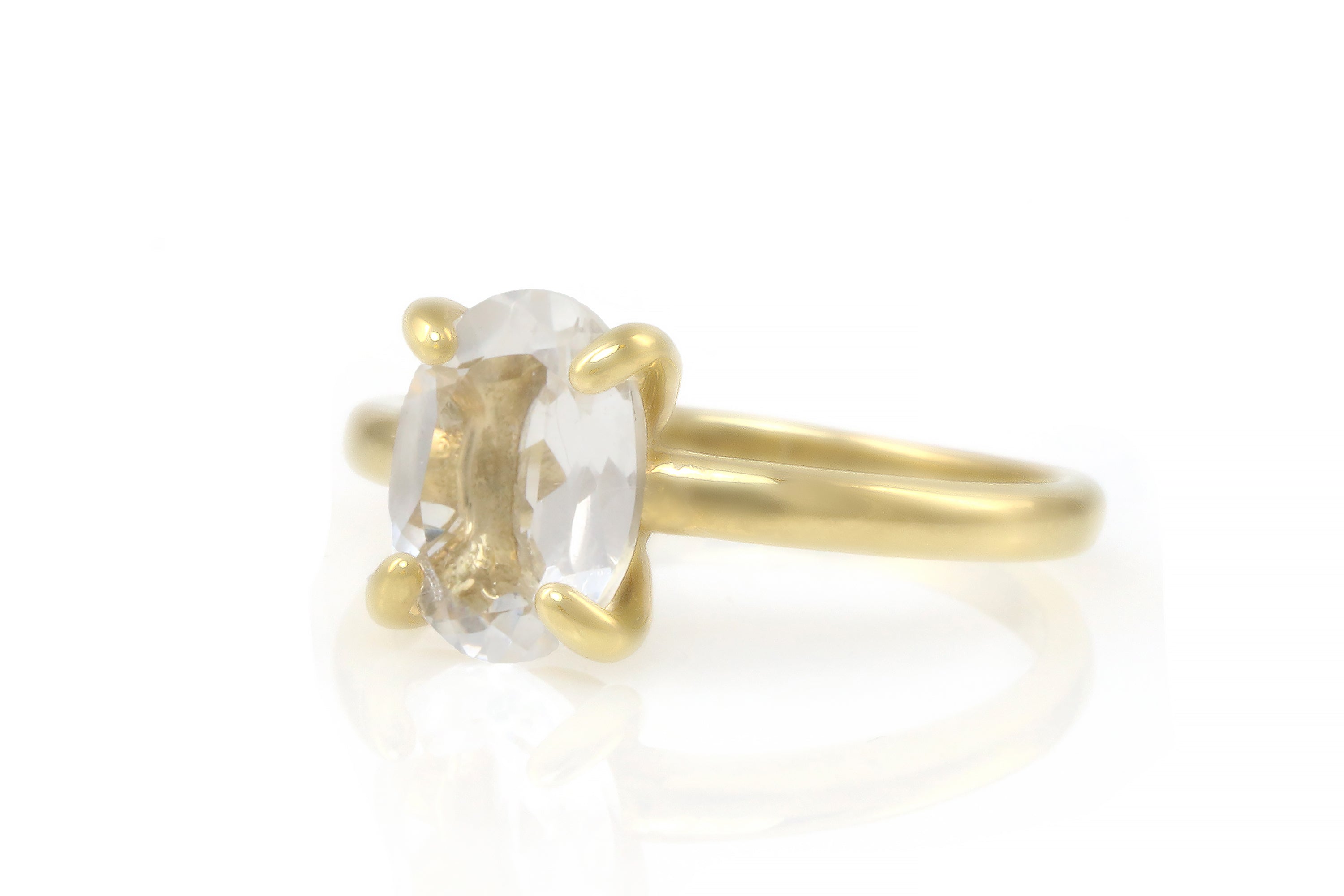 Chic Solitaire Crystal Quartz Gold Ring Rings Anemone Unique