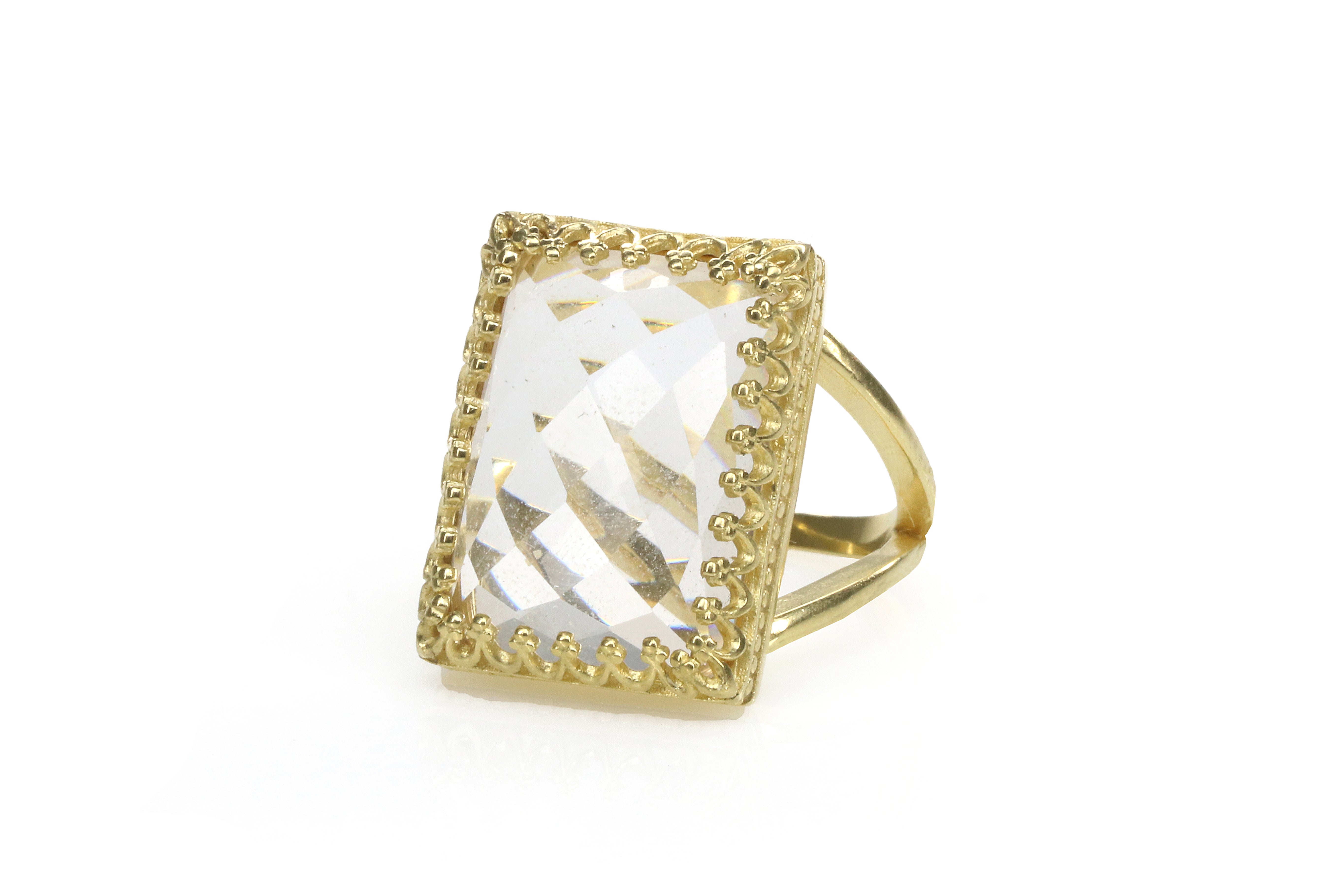 Crystal Quartz Jewelry with 14K Gold-filled Ring Band Rings Anemone Jewelry
