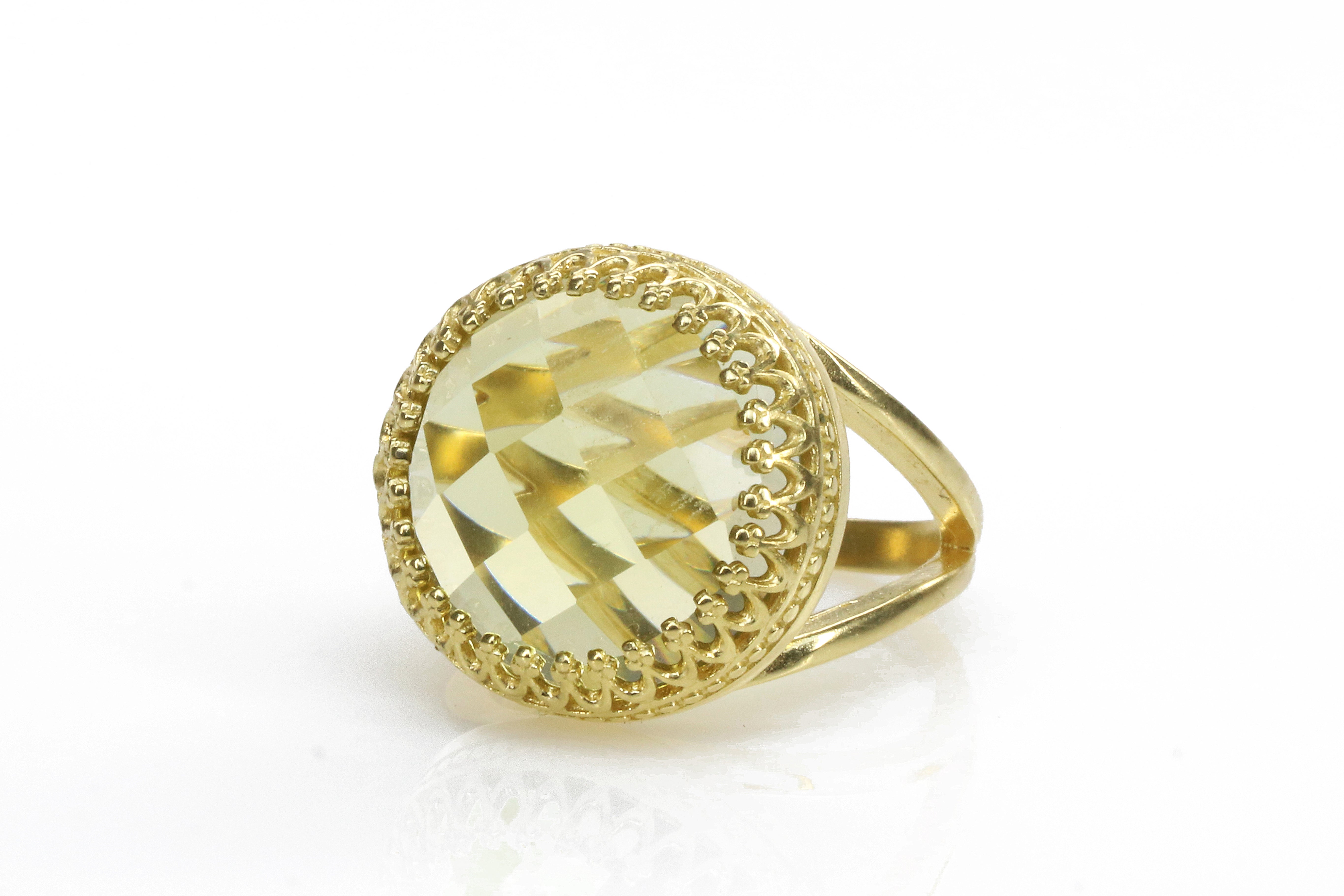 Faceted Lemon Quartz Victorian 14k Gold Filled Ring Rings Anemone Jewelry