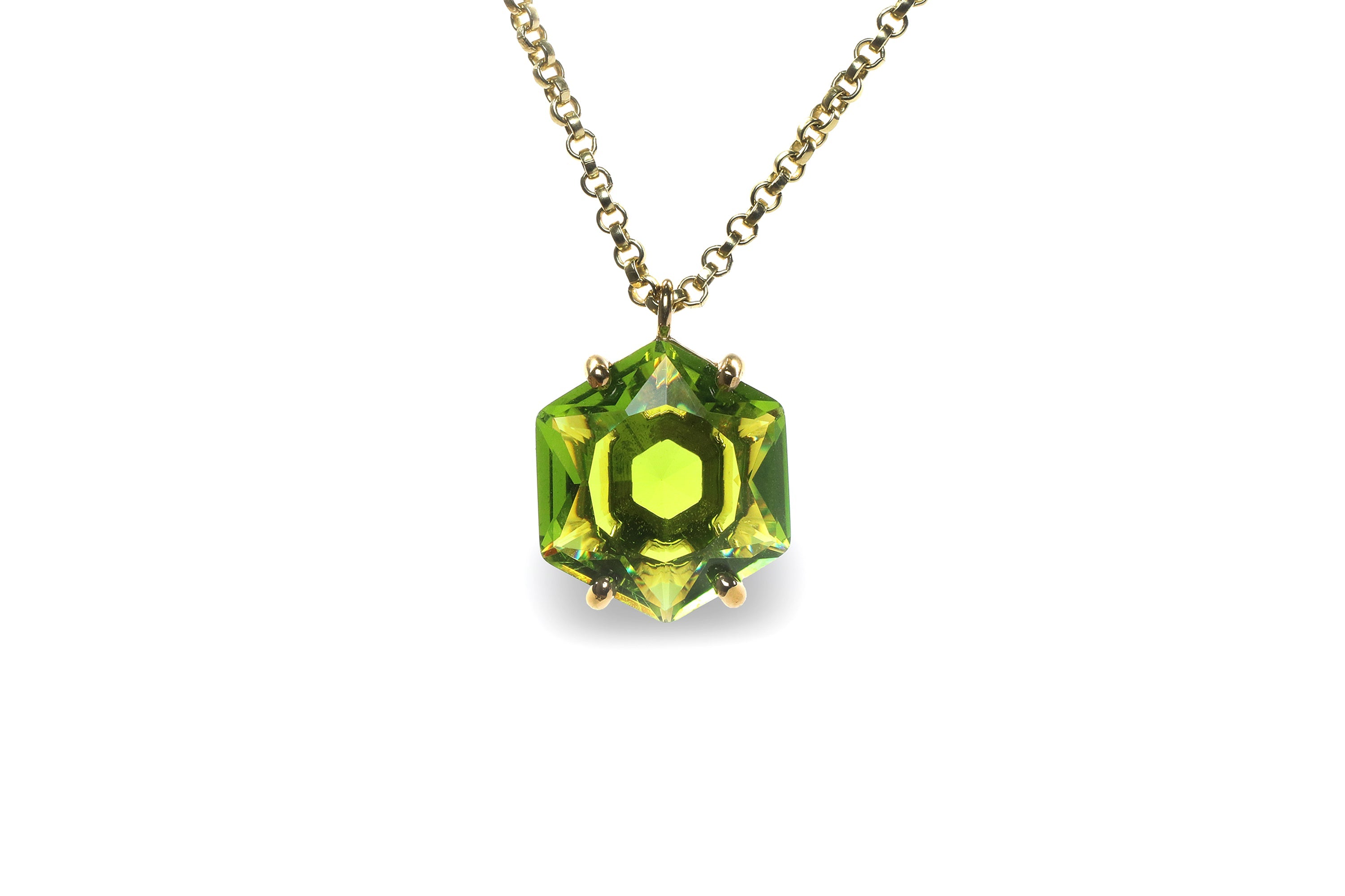 Classic Hexagon Peridot Gold Filled Necklace necklaces Anemone Jewelry