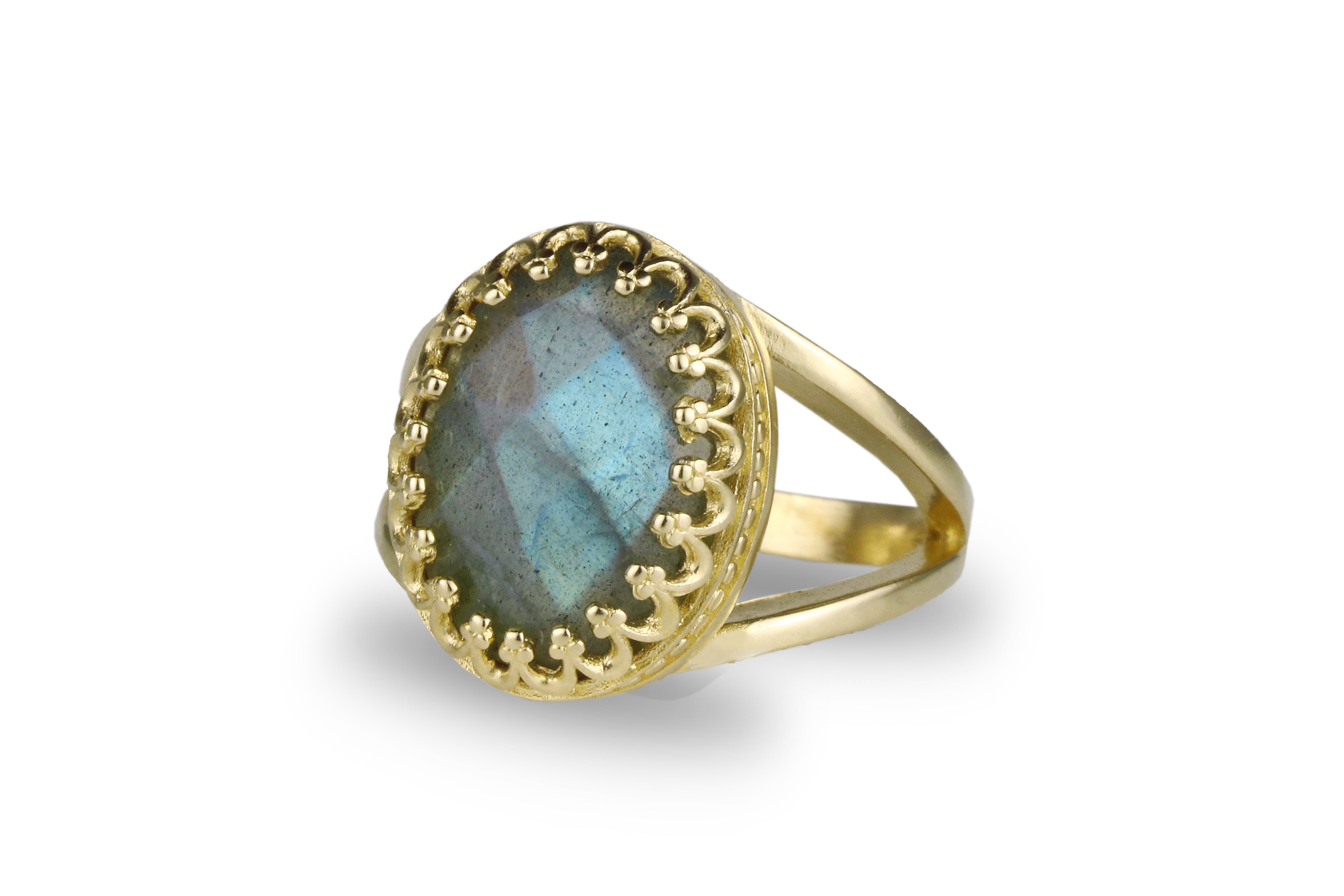 Colorful Labradorite Ring in 14k Gold-filled Ring Band Rings Anemone Jewelry
