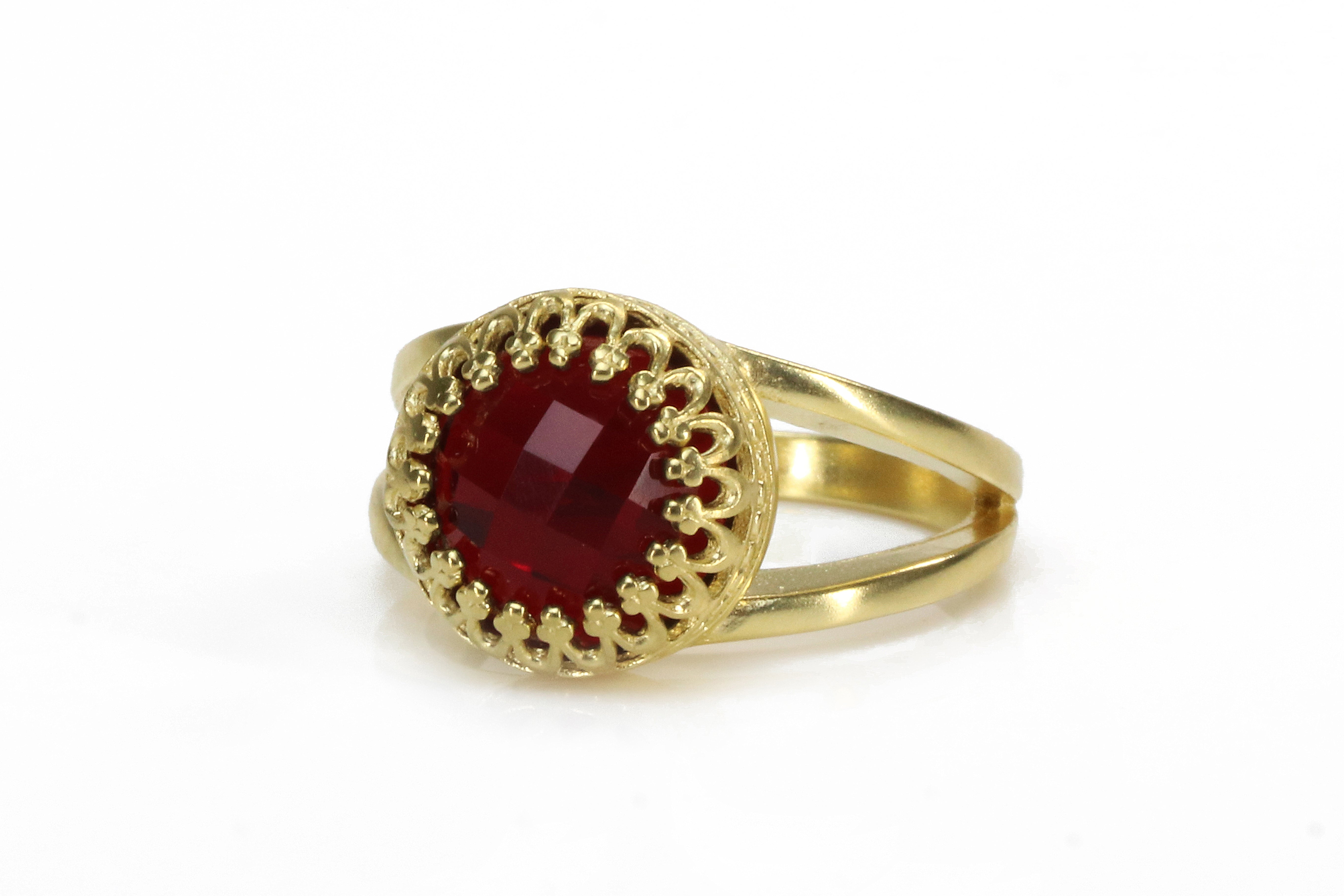Bold Red Garnet in 14k Gold-filled Setting Rings Anemone Jewelry