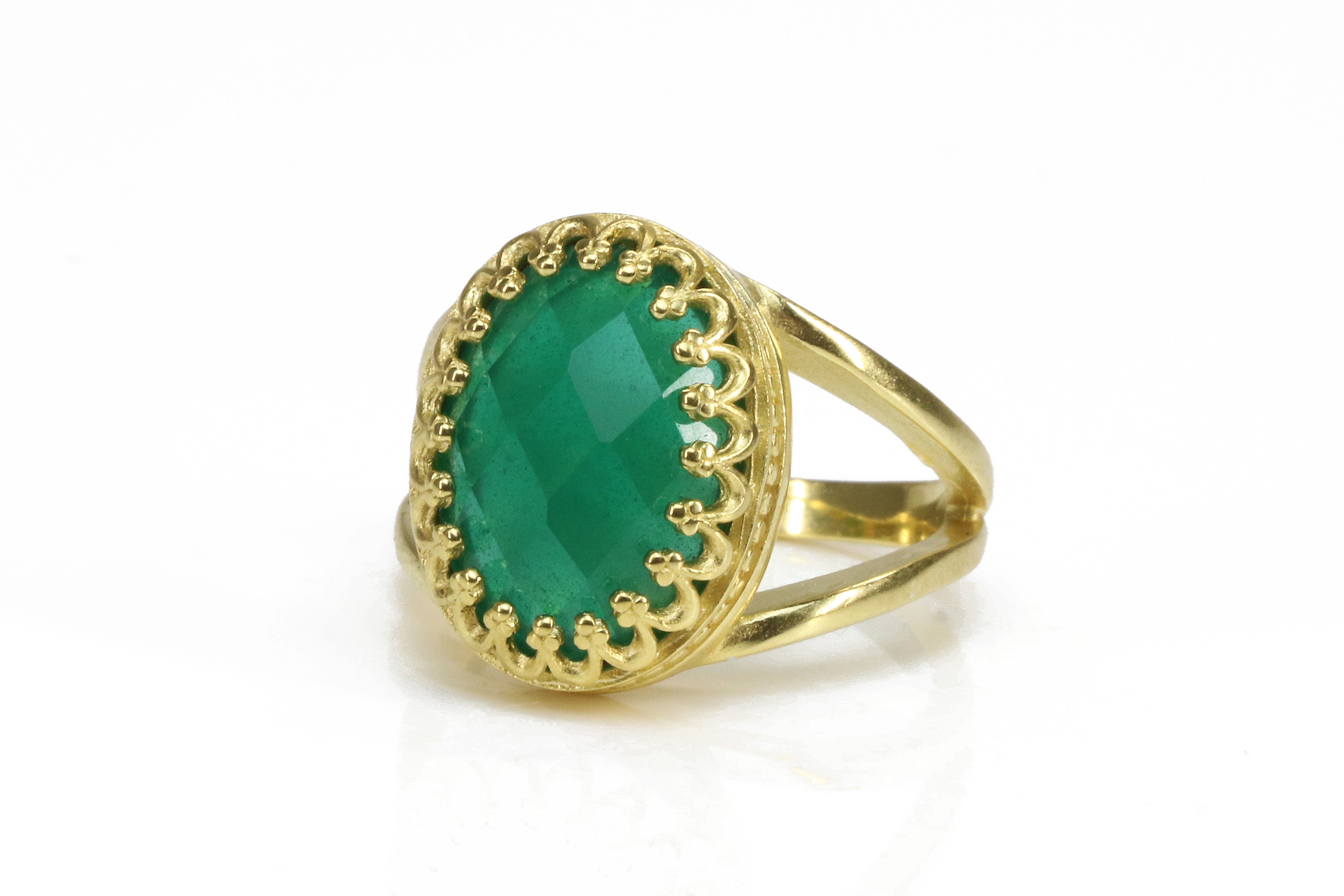 Attractive Green Onyx in 14k Gold-filled Ring Band Rings Anemone Jewelry