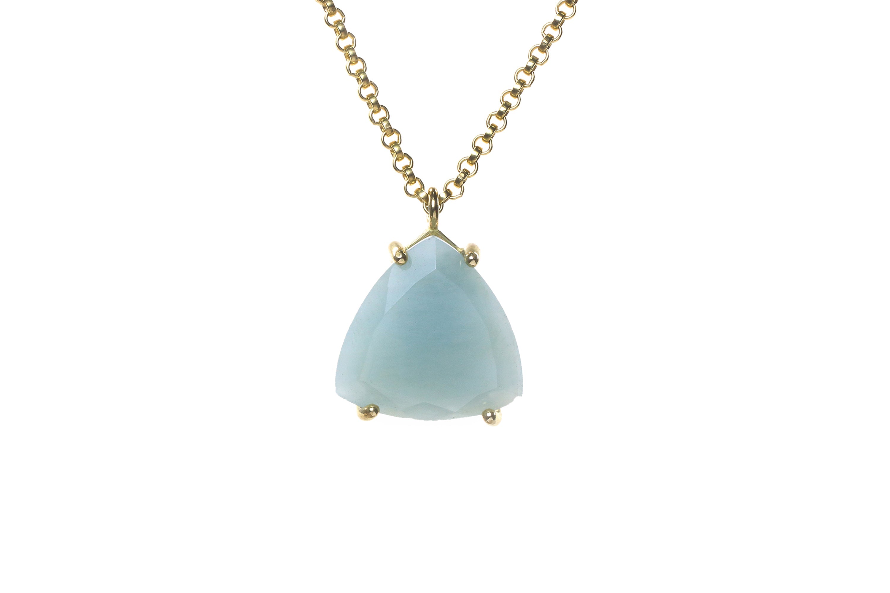 Unique Aquamarine Pendant Gold Necklace necklaces Anemone Jewelry