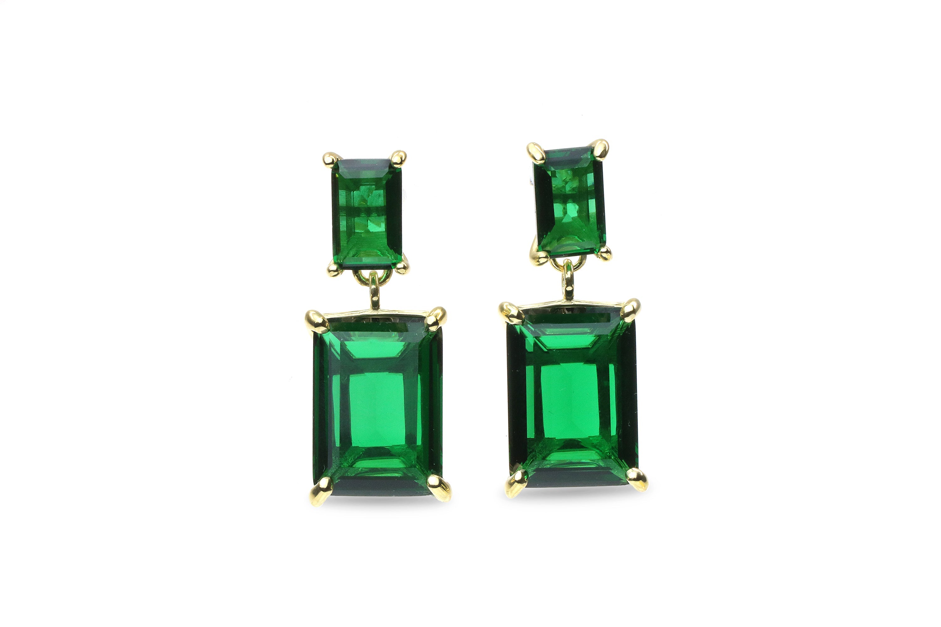 Luminescent Emerald Earrings in 14k Gold Earrings Anemone Jewelry