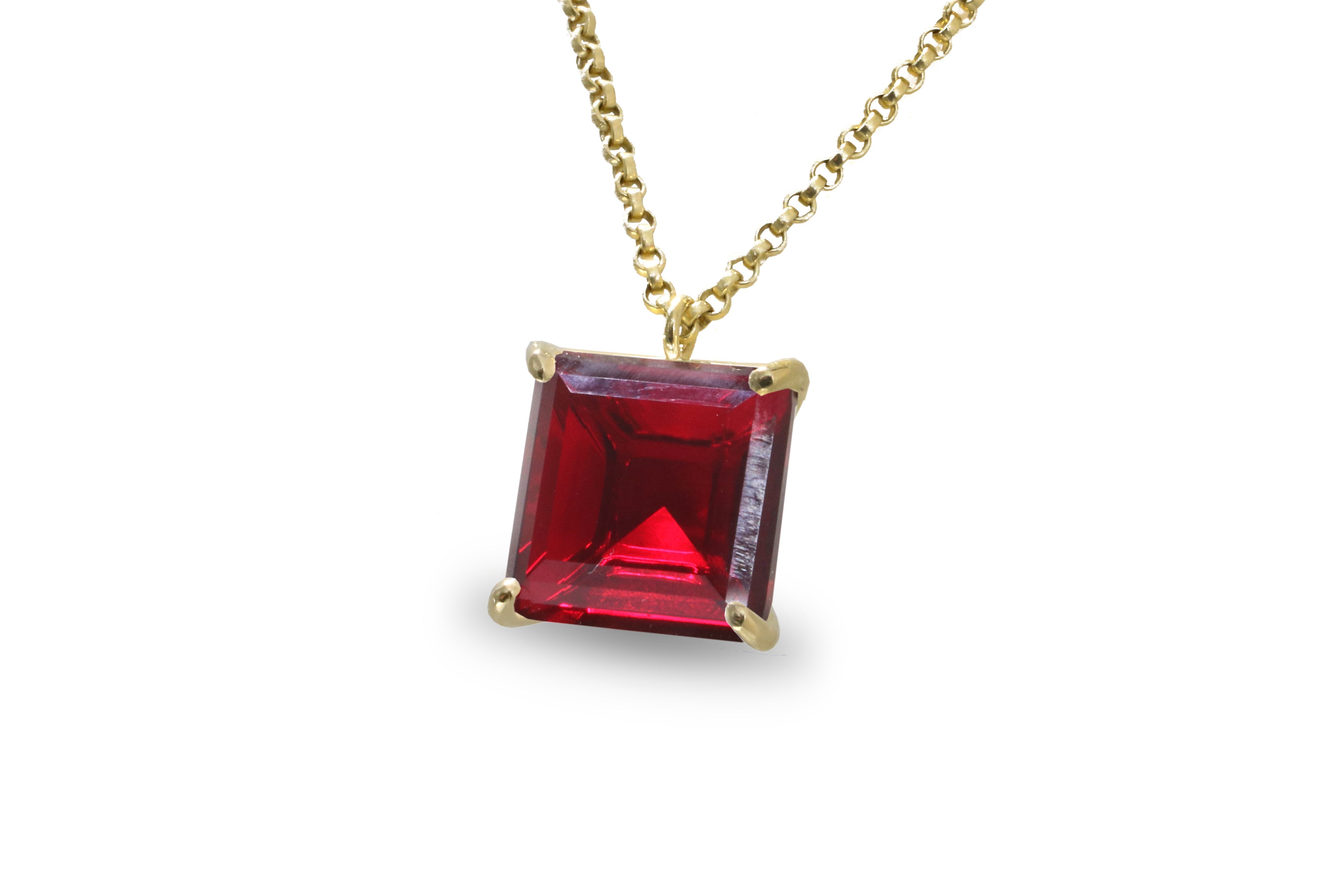 14k Yellow Gold Vibrant Garnet Necklace necklaces Anemone Jewelry
