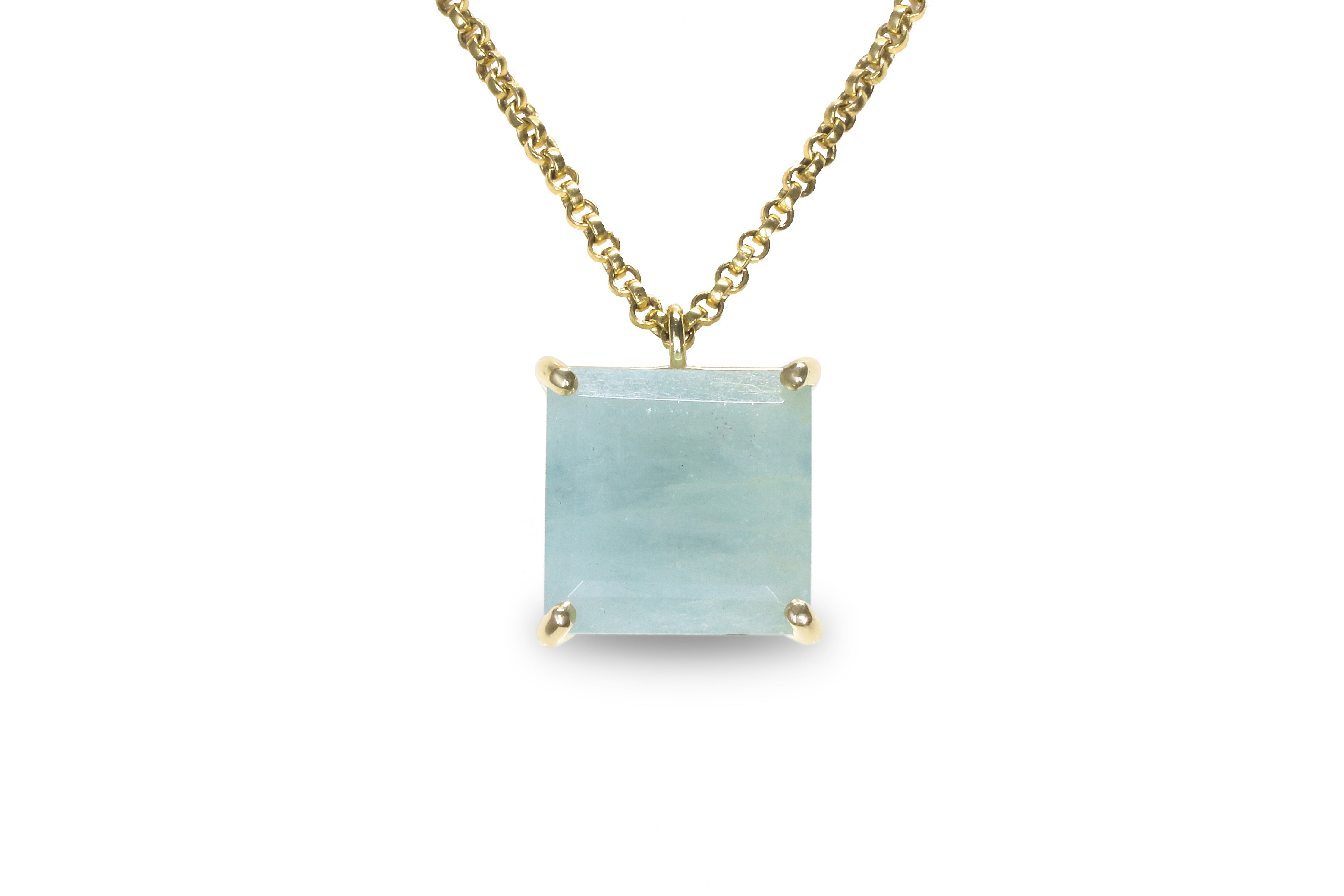 Aquamarine Necklace 14k Gold Filled Chain necklaces Anemone Jewelry
