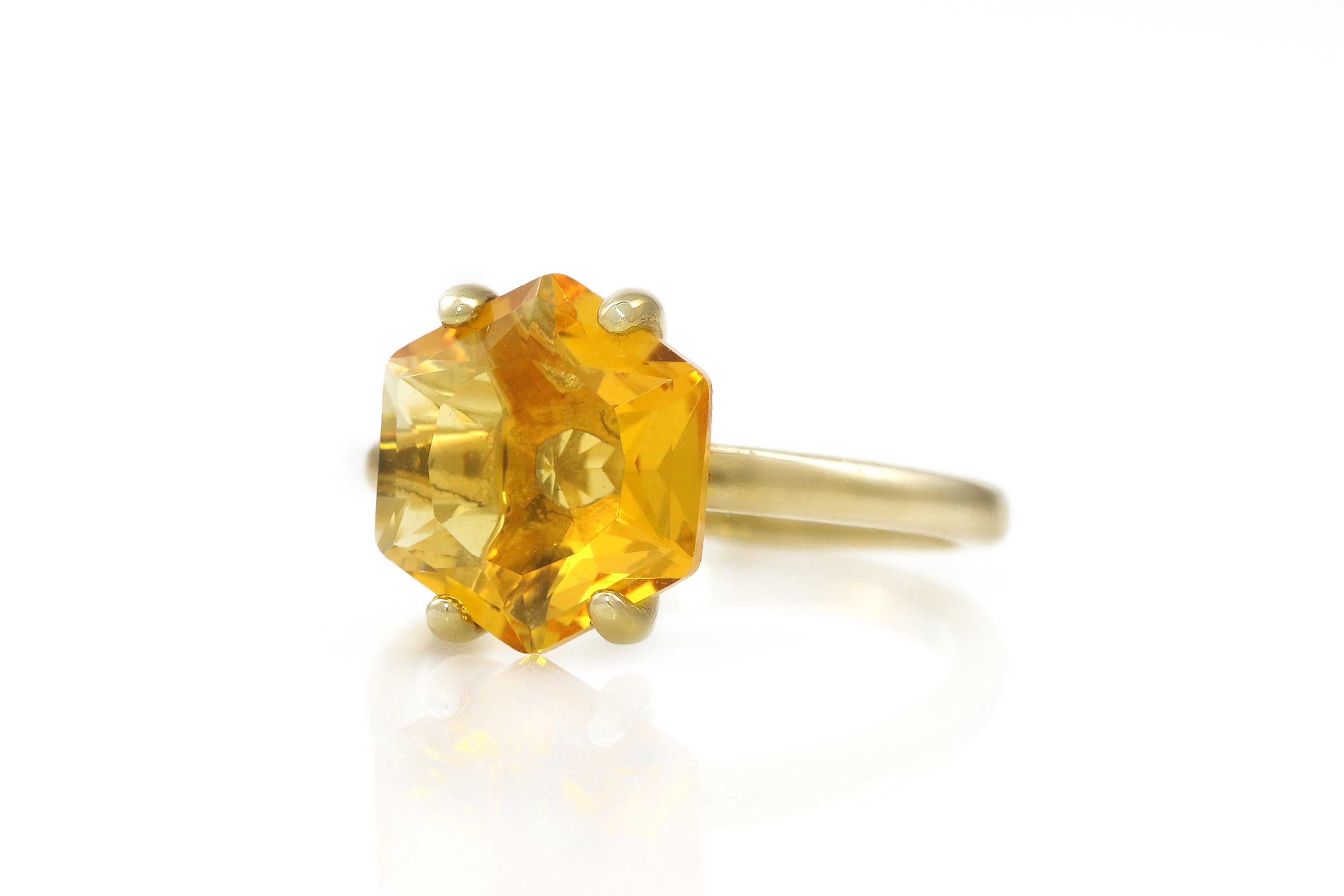 Brilliant Hexagon Citrine Gold Ring Rings Anemone Unique