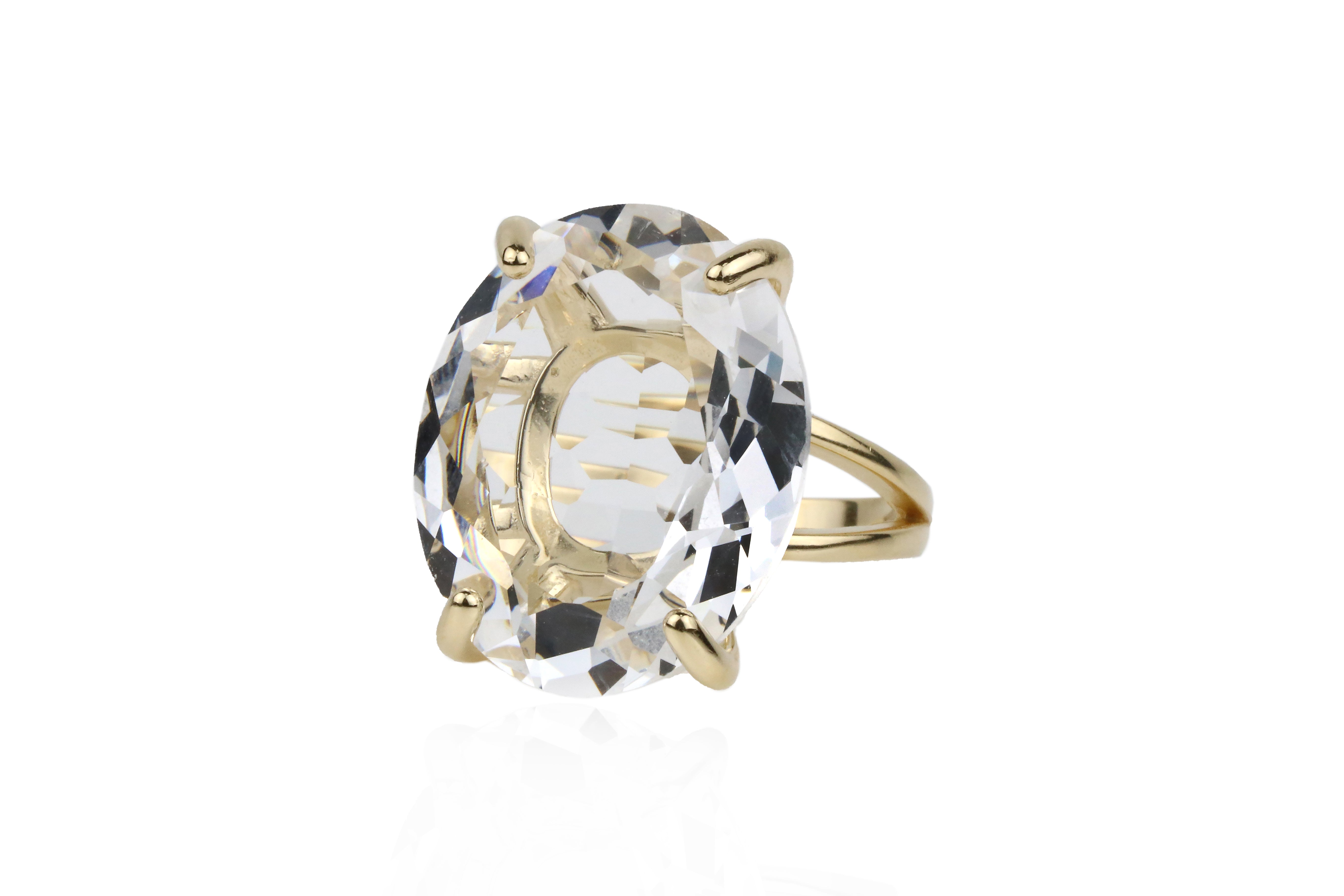 Faceted Quartz Crystal in 14K Gold-filled Ring Band Rings Anemone Jewelry