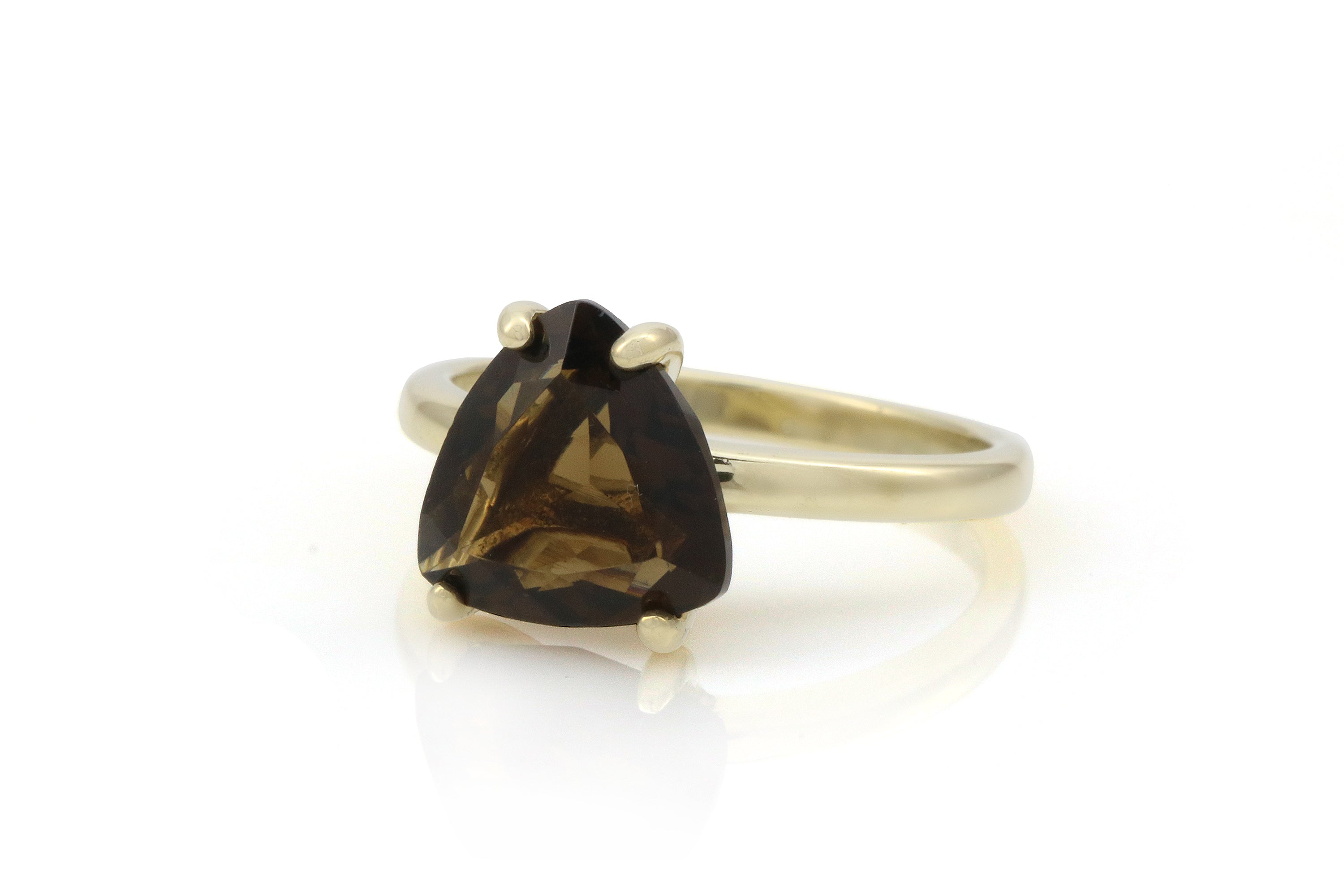 Smoky Quartz Trillion Cut Ring in 14K Gold-filled Setting Rings Anemone Unique