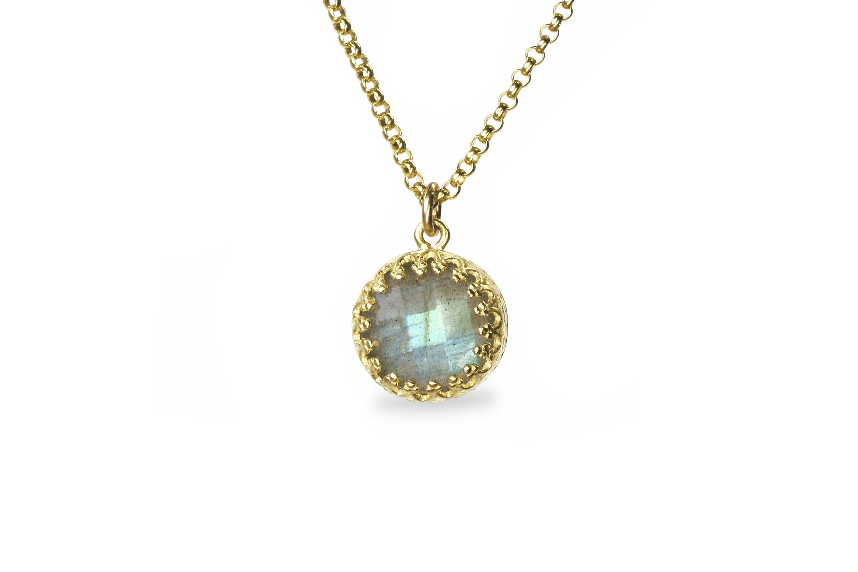 Simple Labradorite Pendant Necklace in Silver necklaces Anemone Jewelry