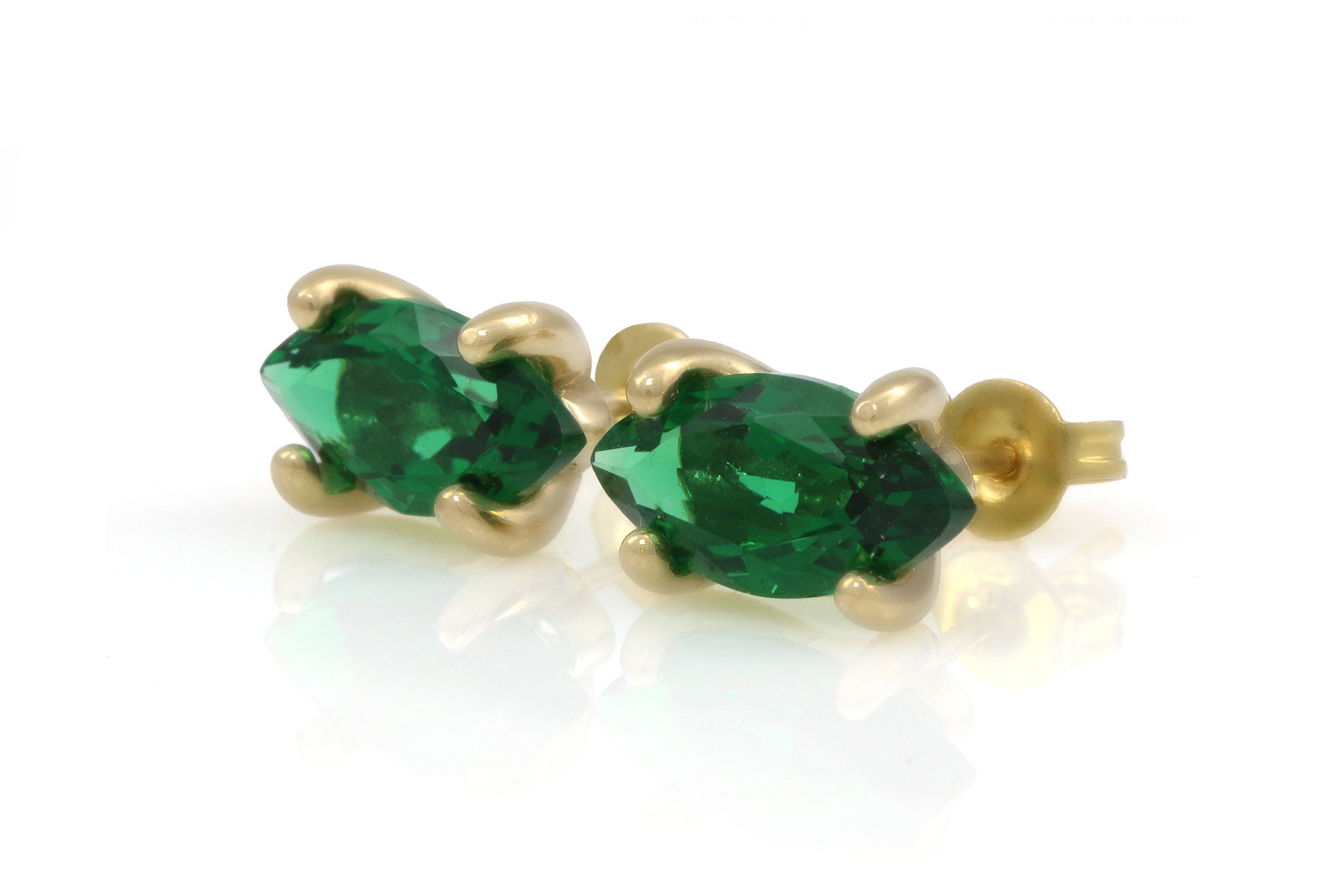 Delicate Emerald Gold Stud Earrings Earrings Anemone Unique