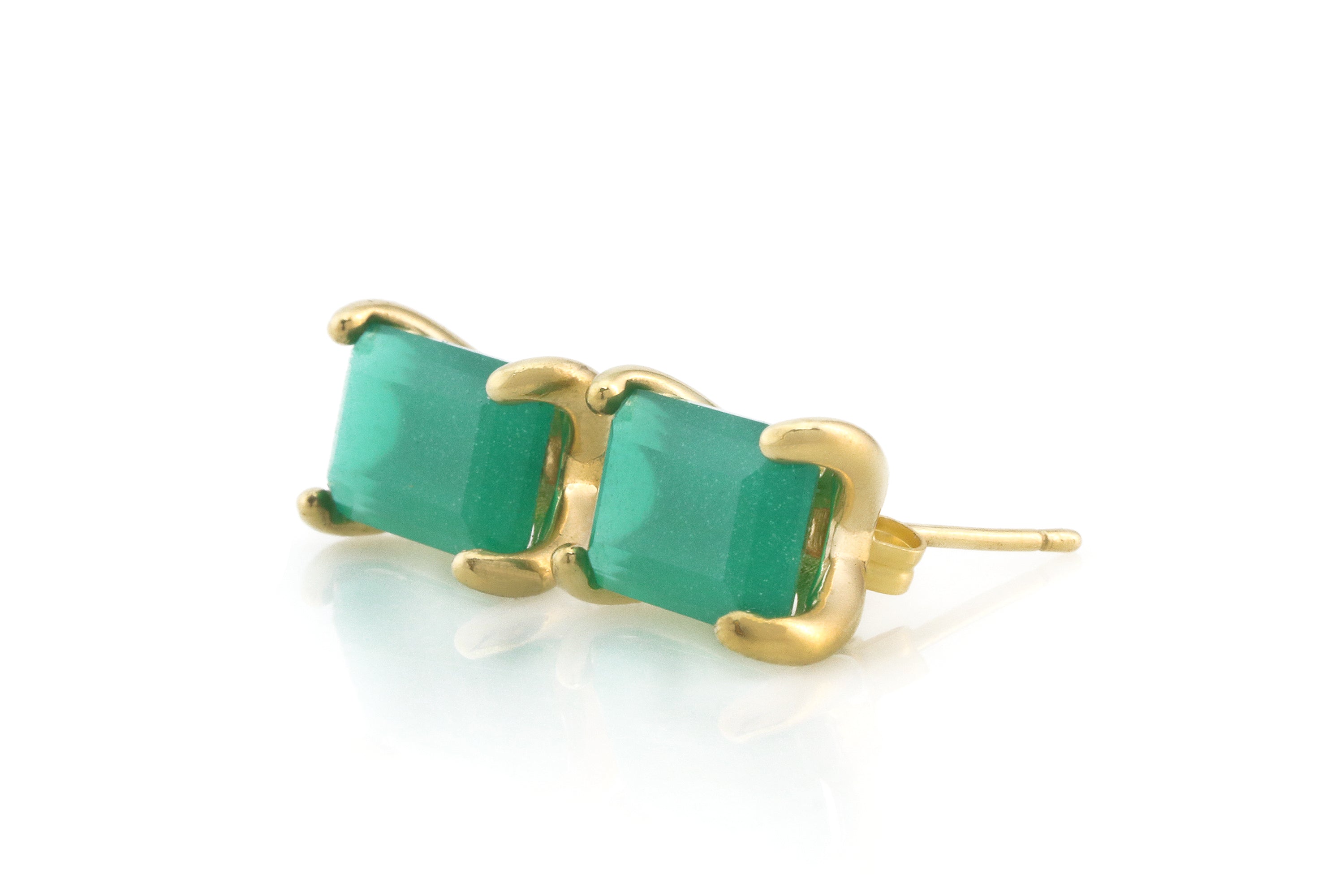 Luscious Gold Filled Green Onyx Earrings Earrings Anemone Unique