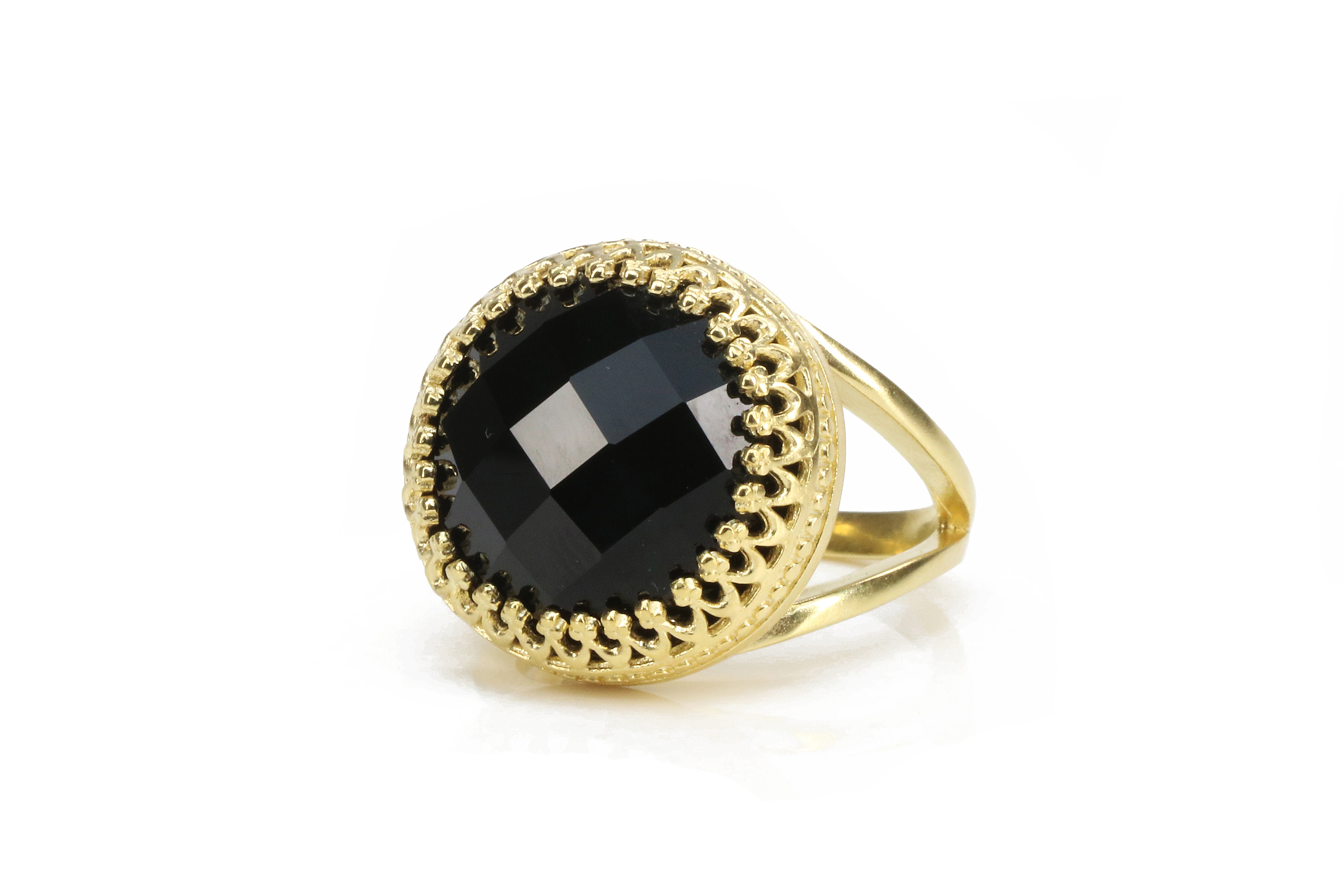 Striking Black Onyx Ring with 14k Gold-filled Band Rings Anemone Jewelry