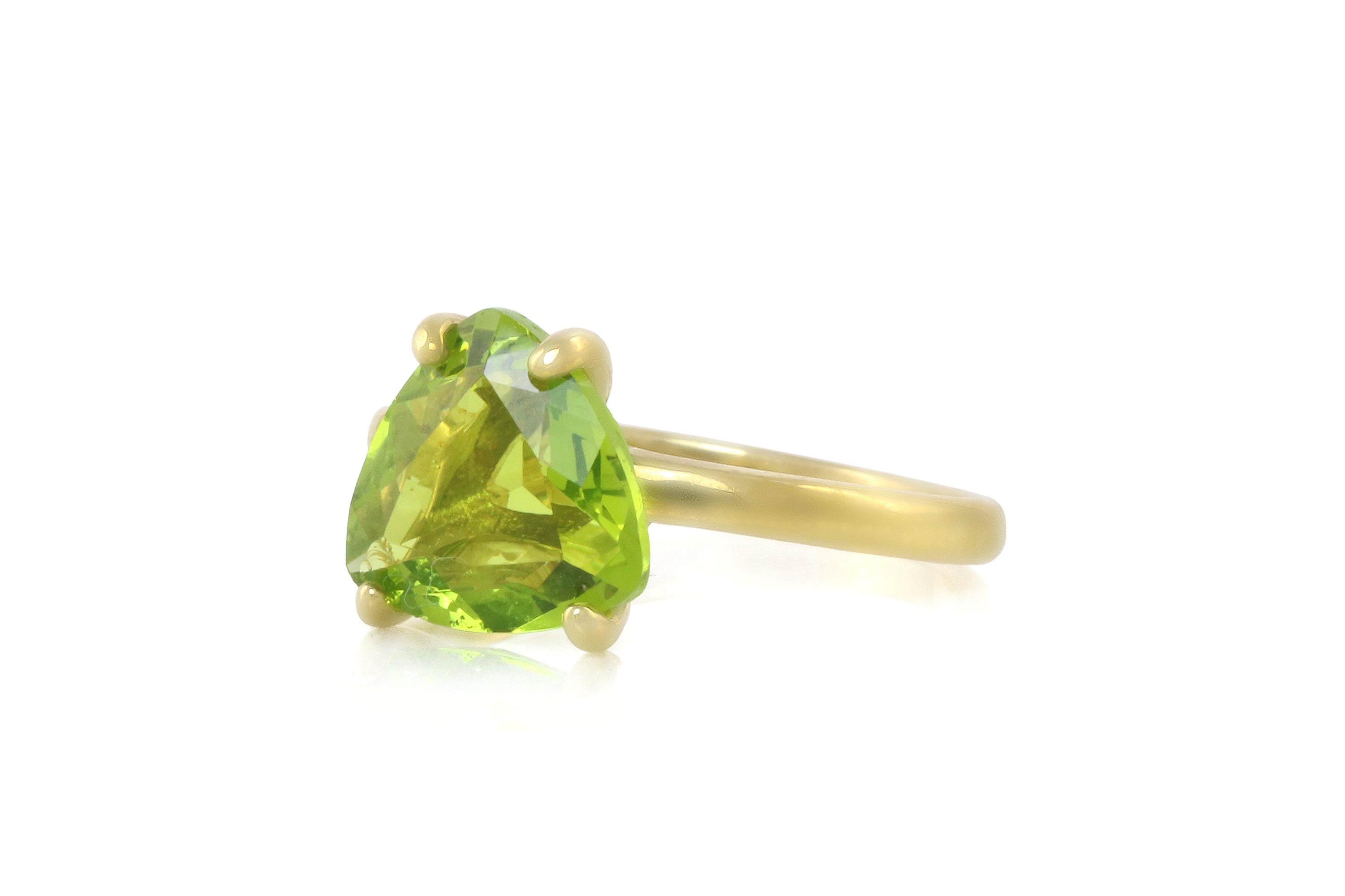 Gold Peridot Ring with Custom Band Rings Anemone Unique