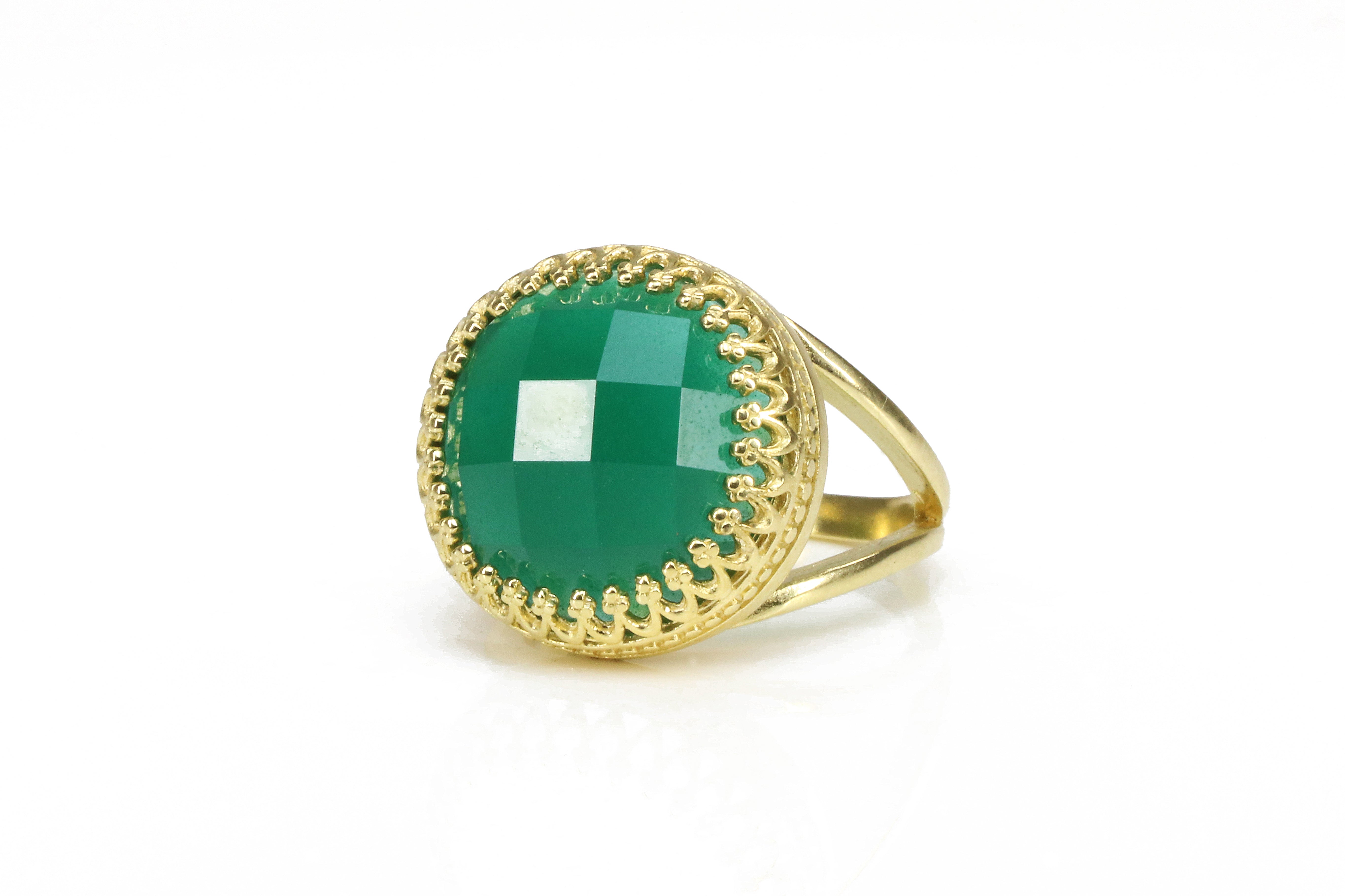 Sophisticated Green Onyx in 14k Gold-filled Ring Band Rings Anemone Jewelry