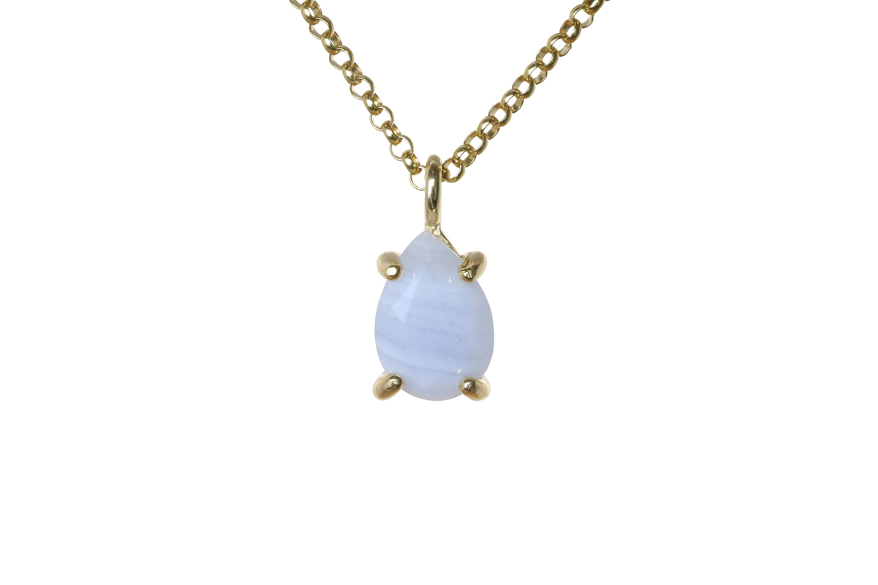 Adorable Blue Lace Agate Gold Necklace necklaces Anemone Unique