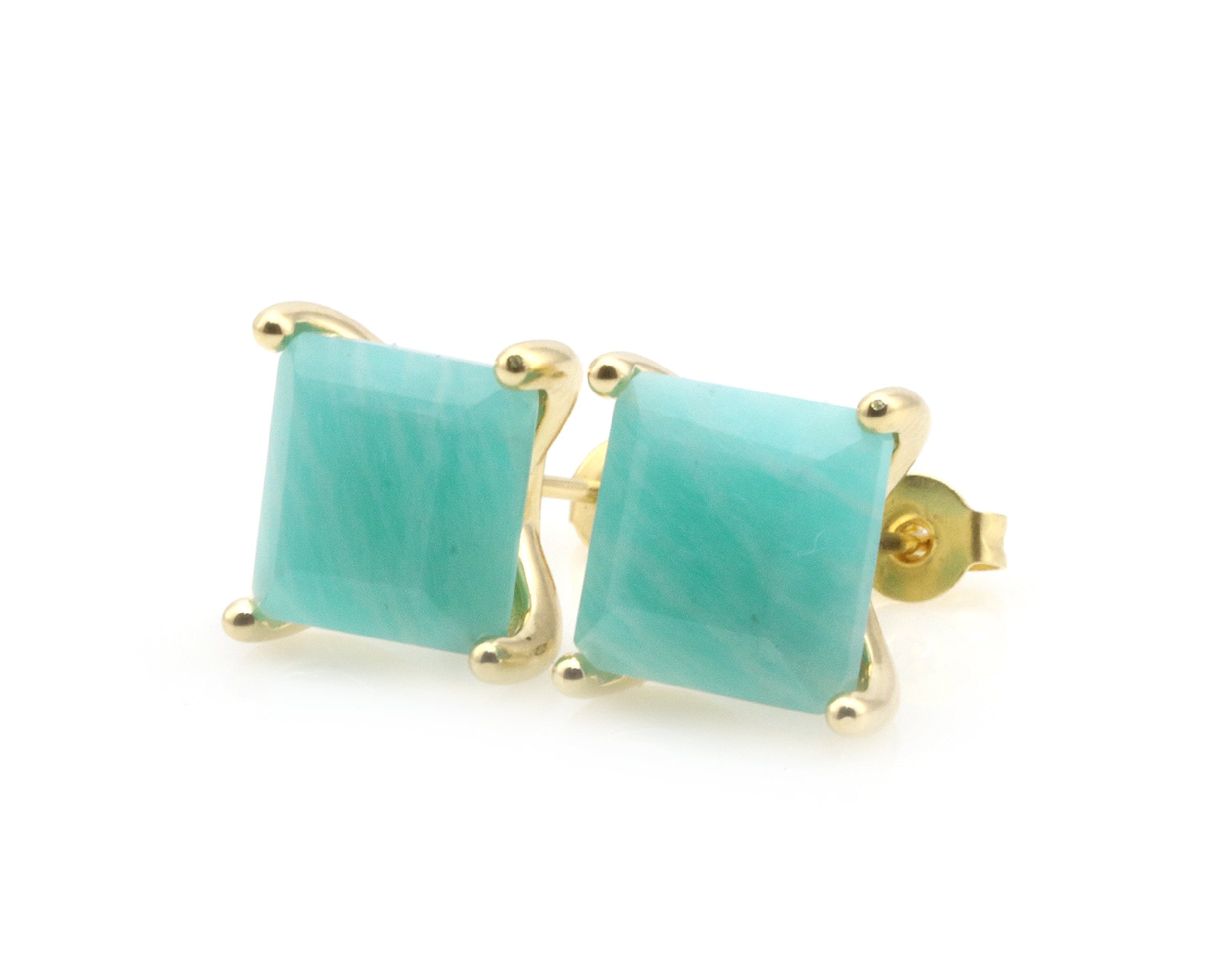 Amazing Amazonite Earrings in Gold Earrings Anemone Unique