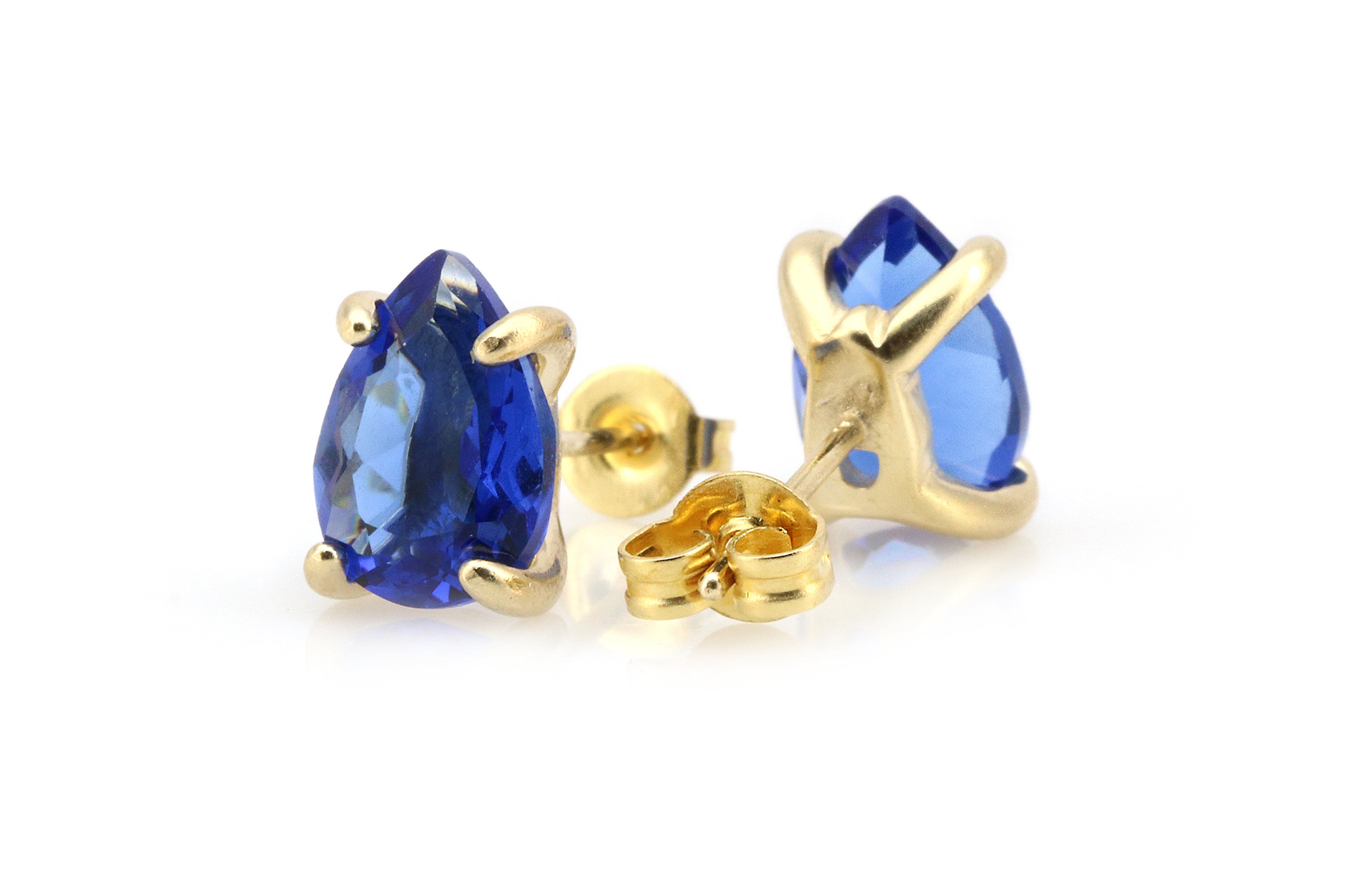 Dainty Sapphire Gold Stud Earrings Earrings Anemone Unique