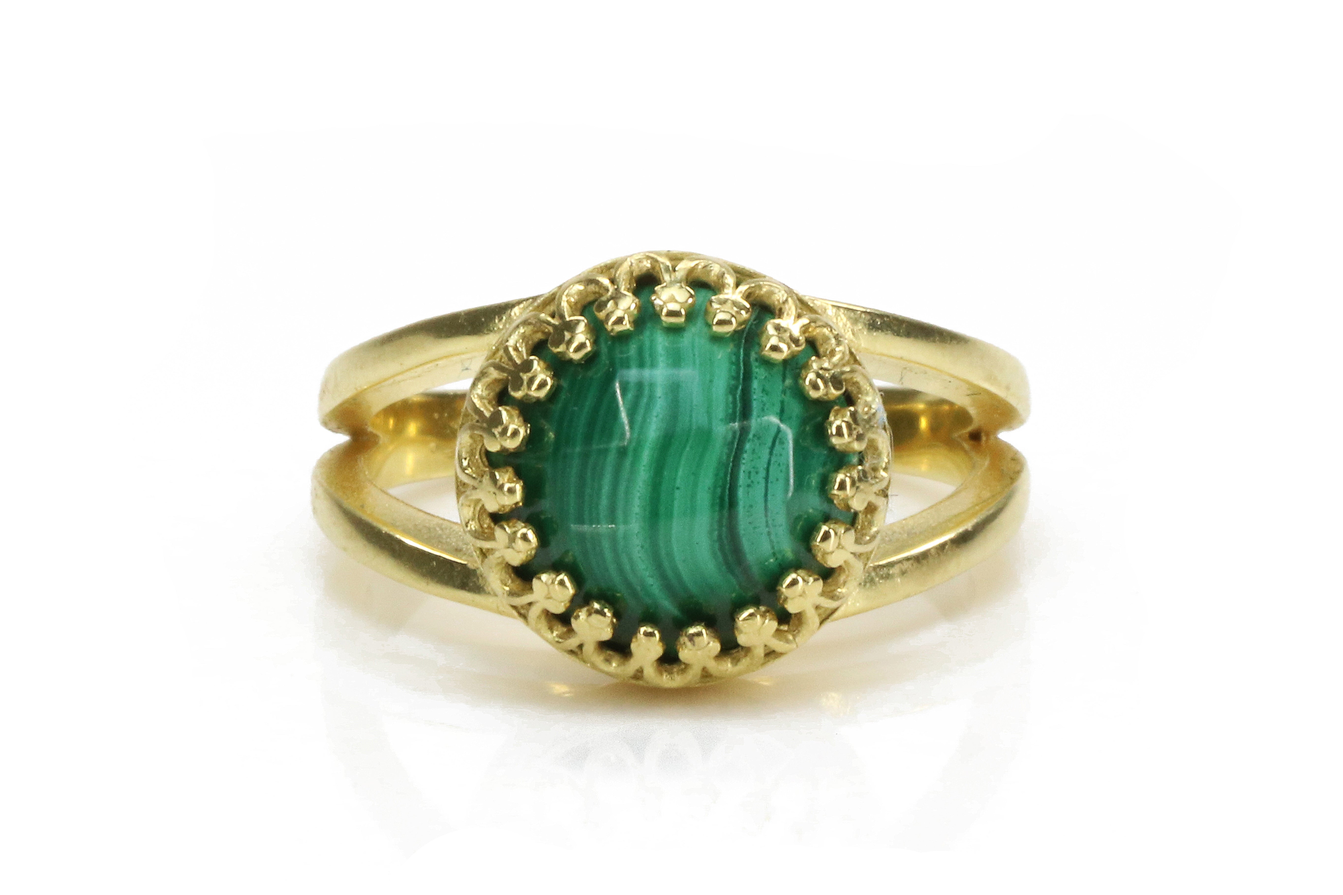 Green Malachite Ring in 14K Gold Rings Anemone Jewelry