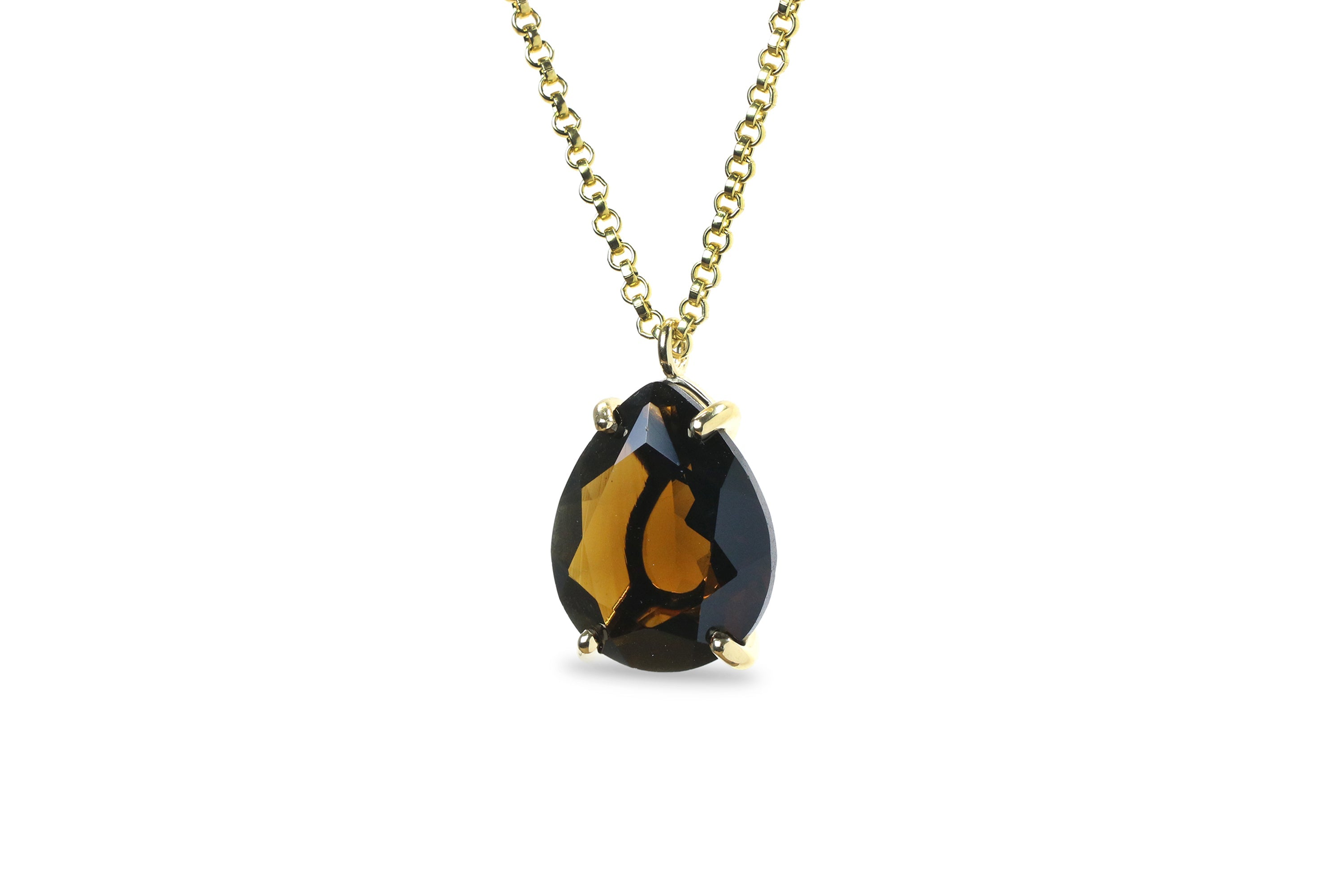 Pear Shaped Smoky Quartz Necklace in 14k Gold necklaces Anemone Jewelry