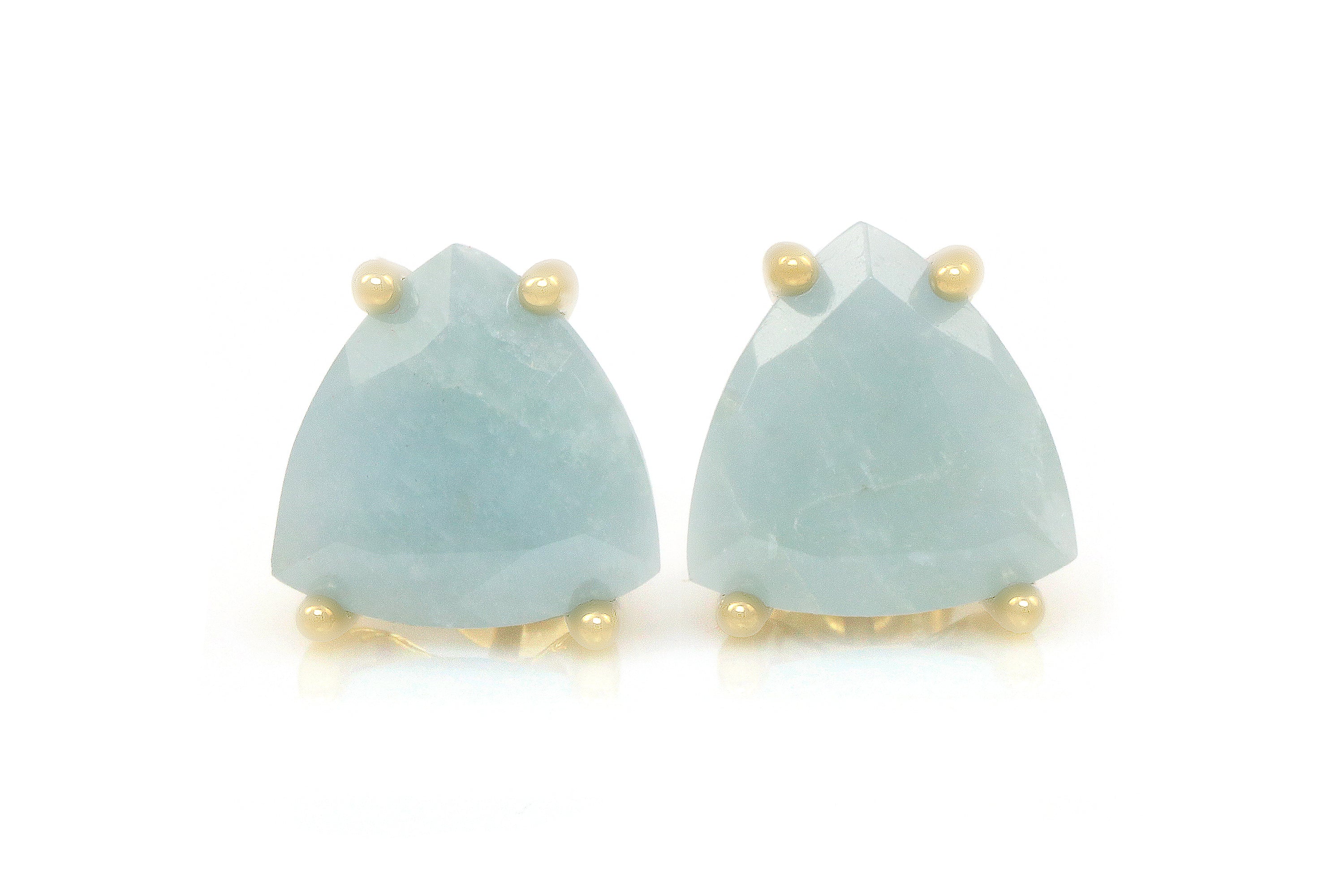 Chic Gold Aquamarine Stud Earrings Earrings Anemone Unique