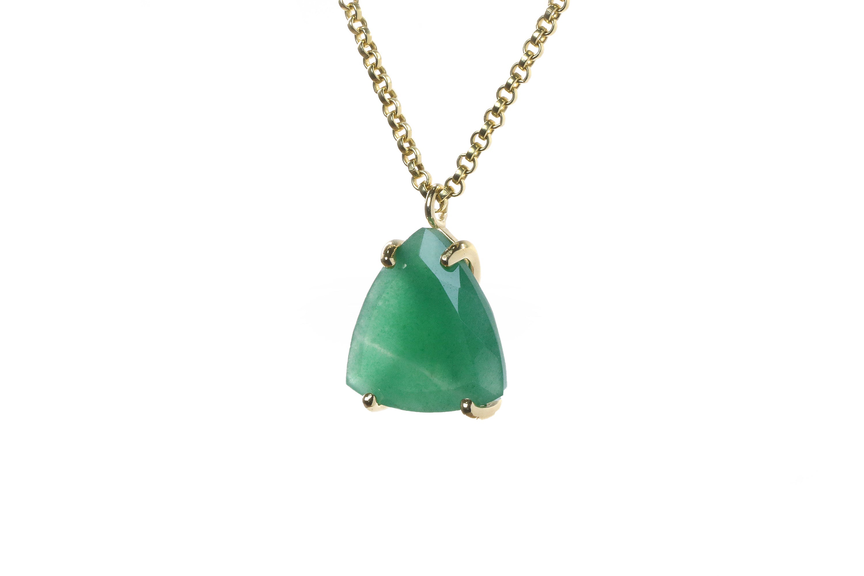 Trillion Green Aventurine Gold Filled Necklace necklaces Anemone Jewelry