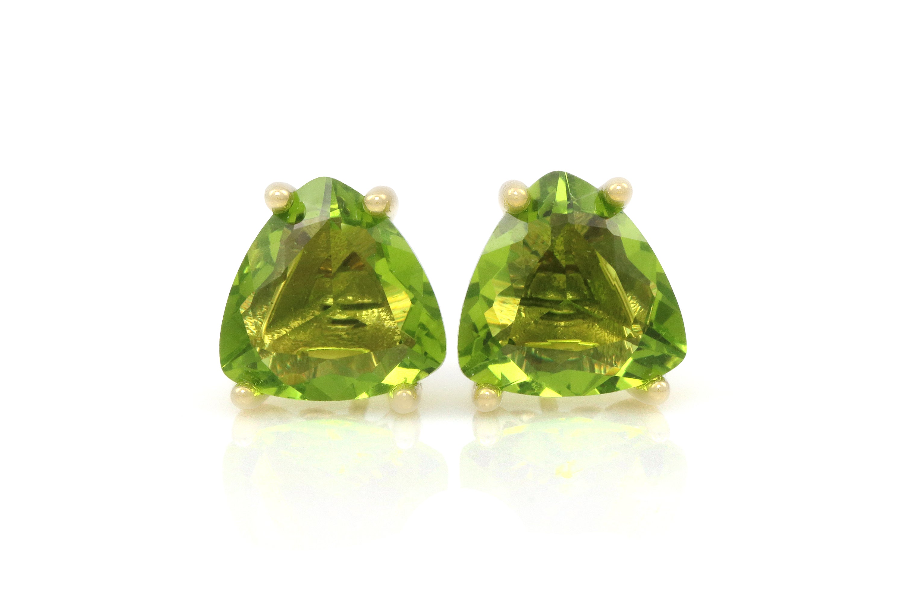 Trillion Peridot Earrings in Gold Earrings Anemone Unique