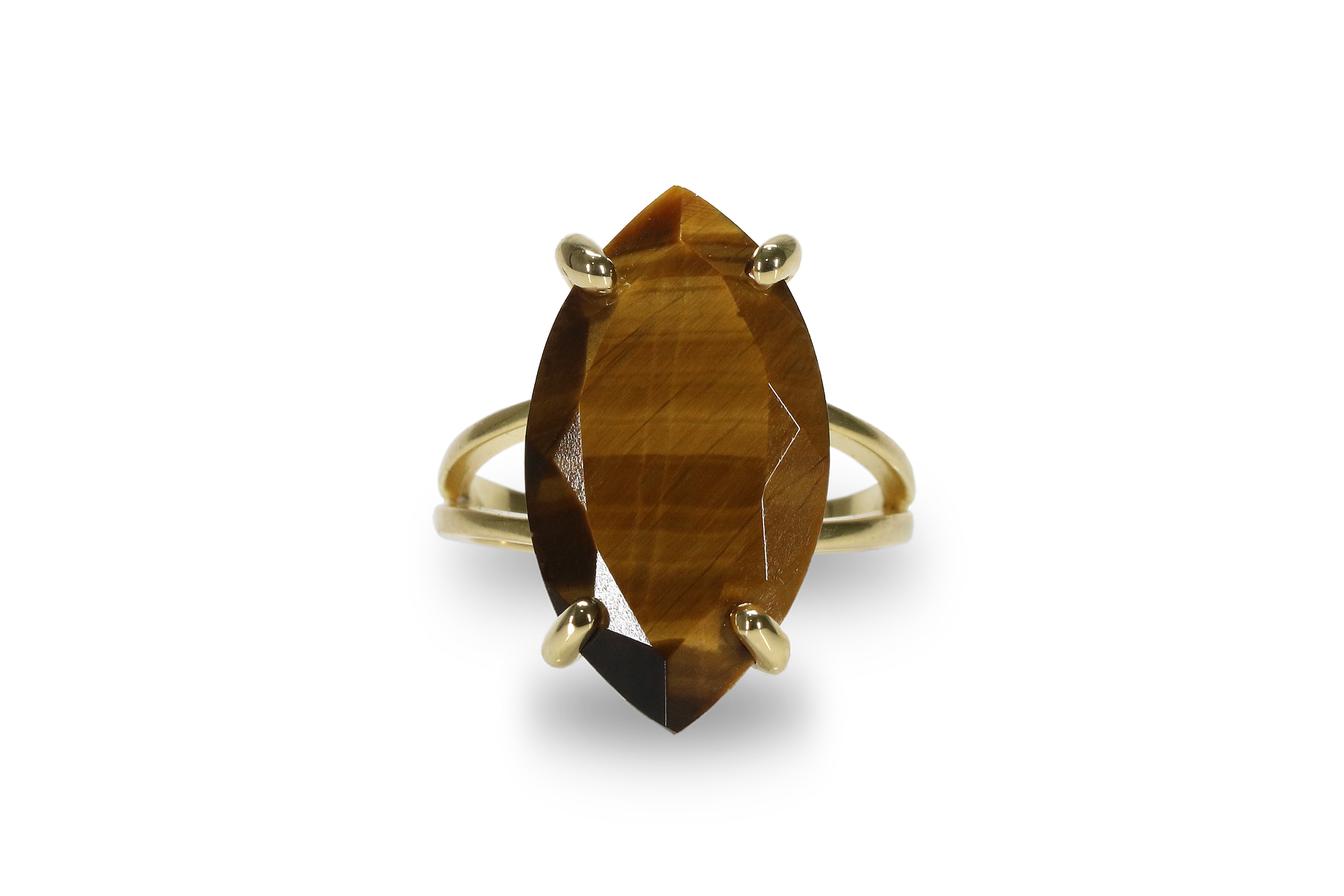 14CT Tiger Eye in 14k Gold-filled Ring Band Rings Anemone Jewelry