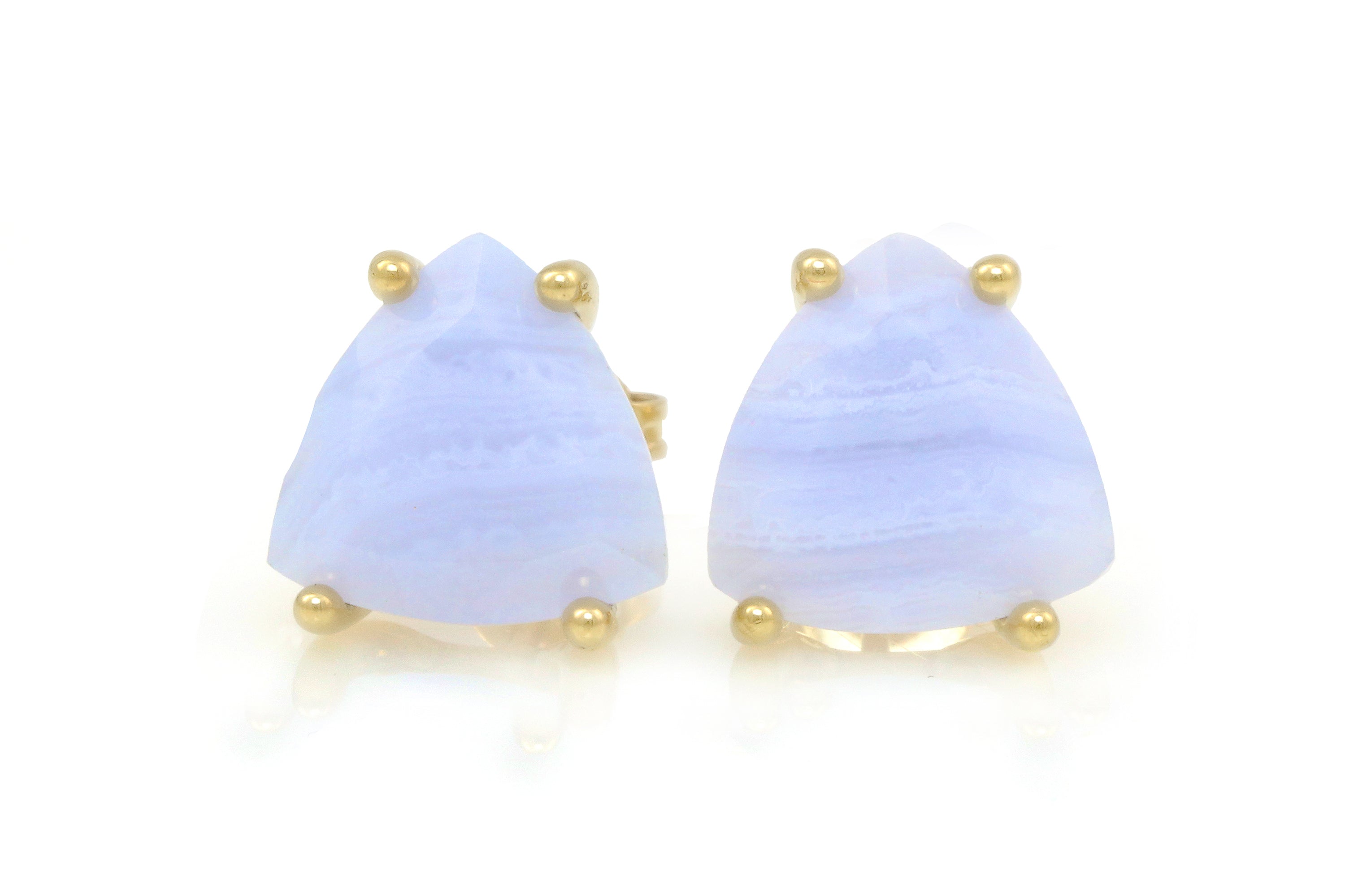 Trillion Stud Lace Agate Earrings in Gold Earrings Anemone Unique