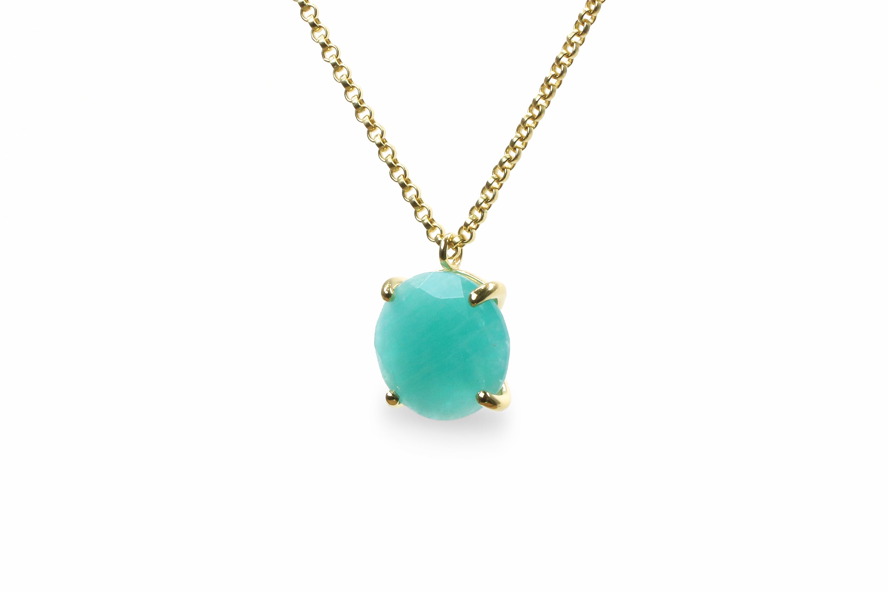 Yellow Gold Necklace with Amazonite Pendant necklaces Anemone Jewelry