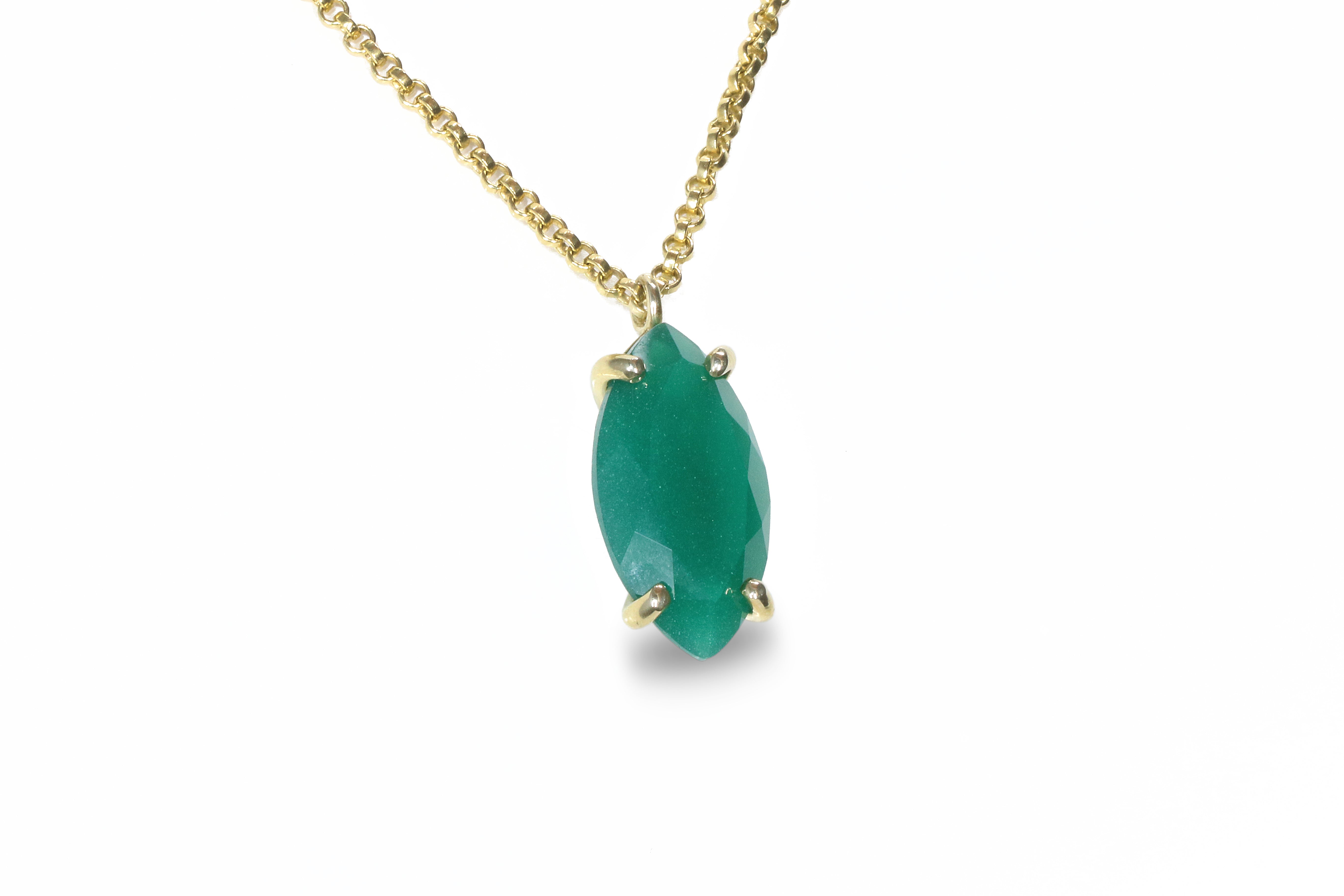 Marquise Green Onyx Pendant Necklace necklaces Anemone Jewelry