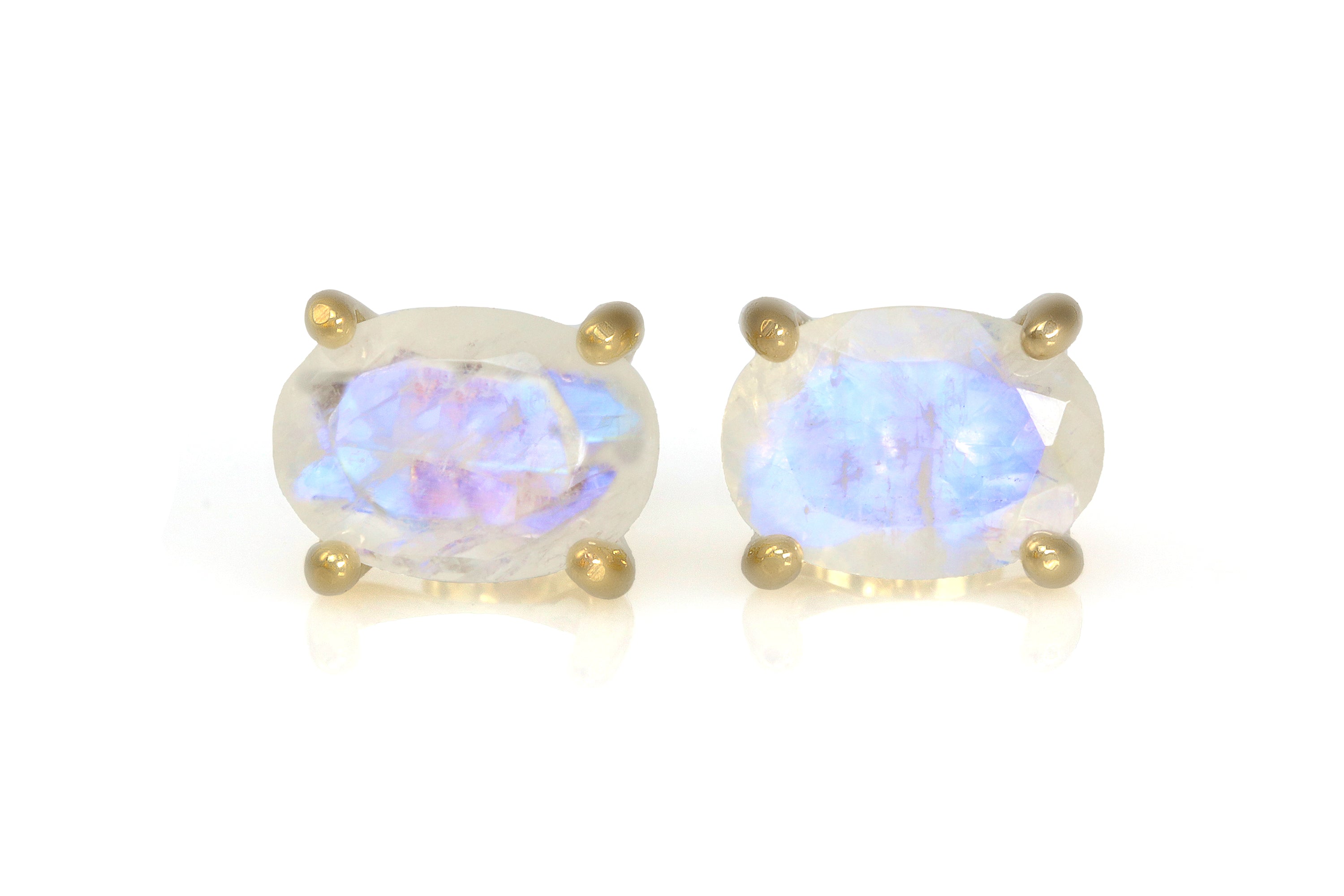 Intriguing Oval Moonstone Gold Earrings Earrings Anemone Unique