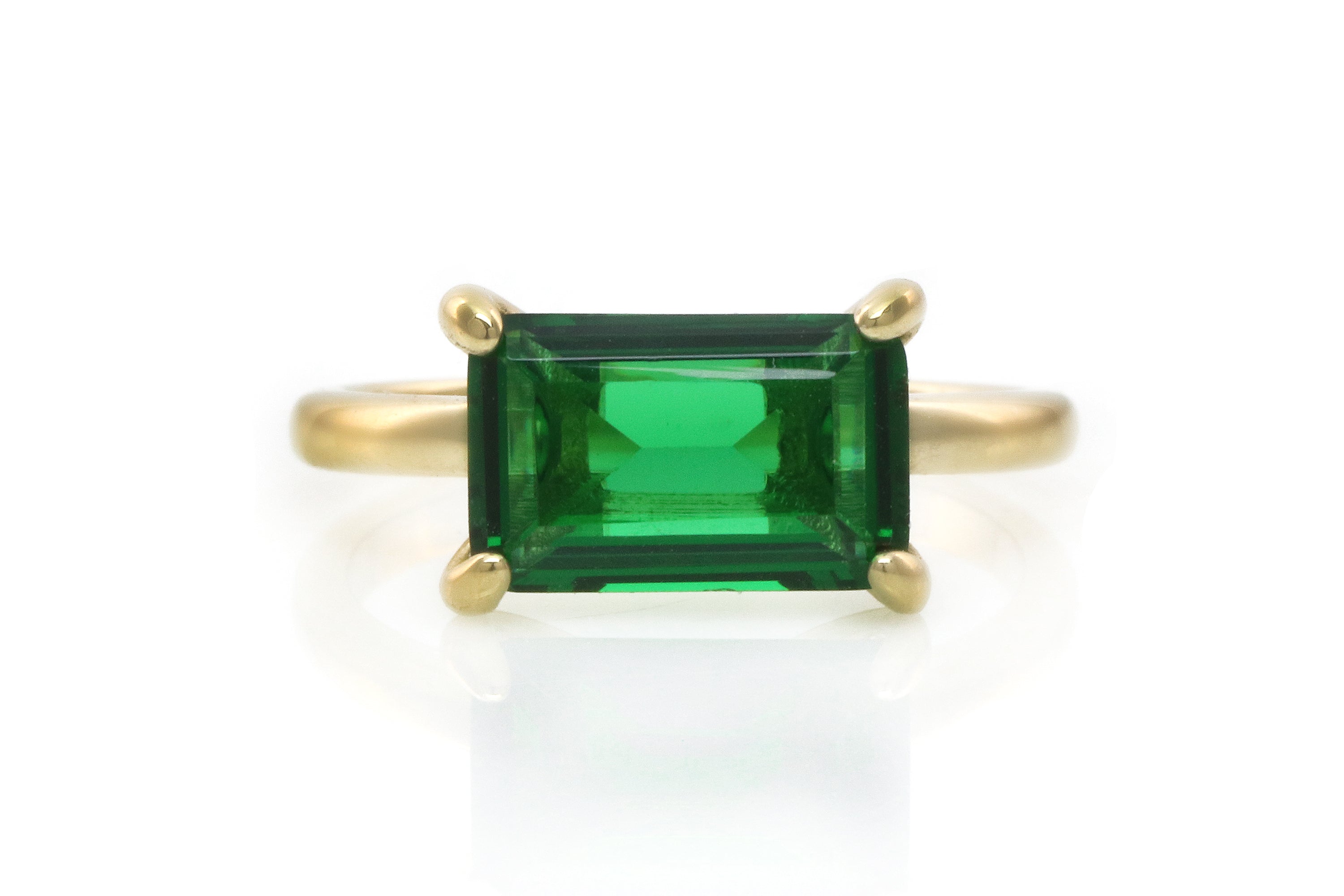 Gold Rectangle Emerald Ring Rings Anemone Unique