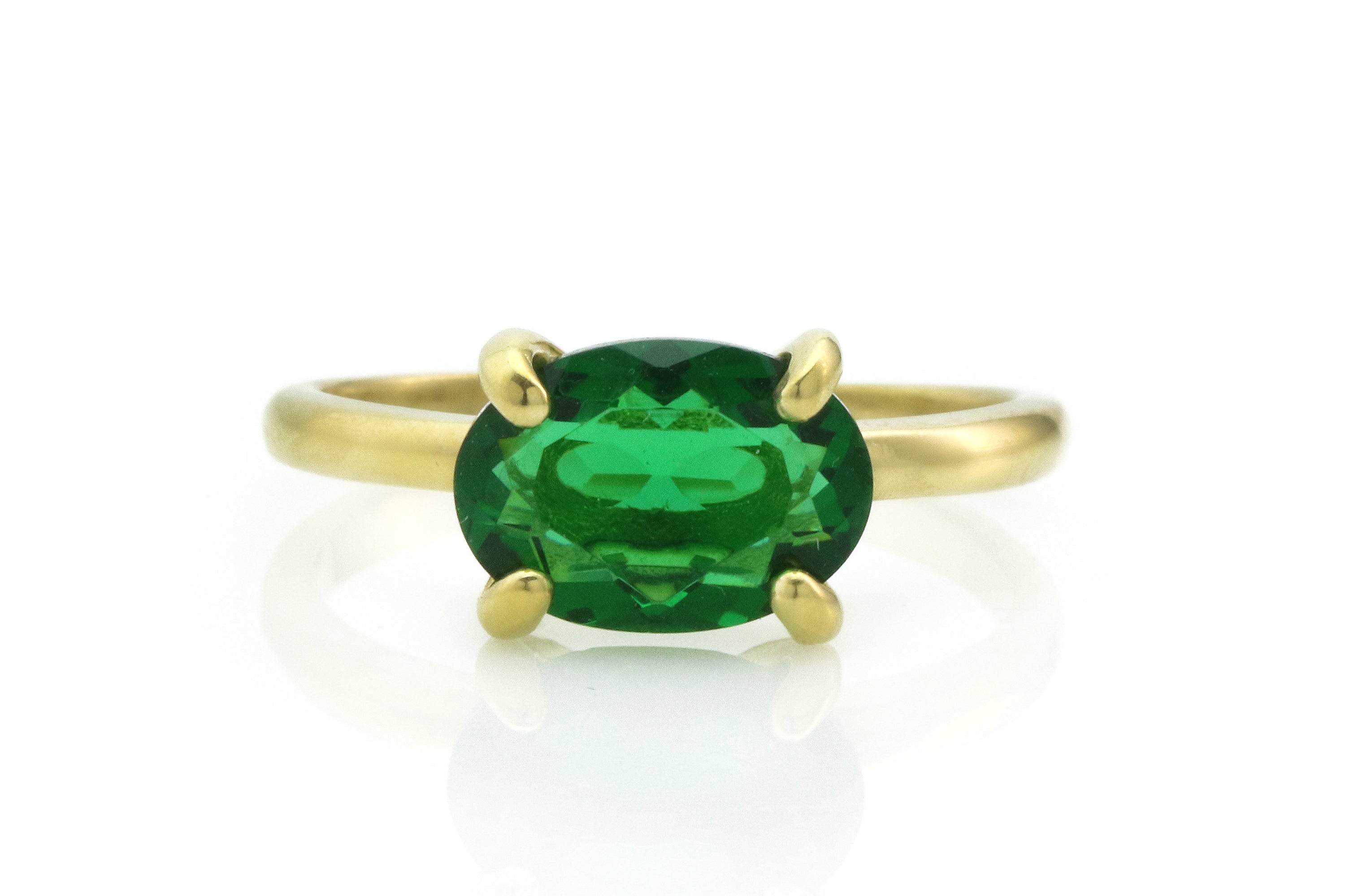 Stunning Oval Emerald Ring in Gold Rings Anemone Unique