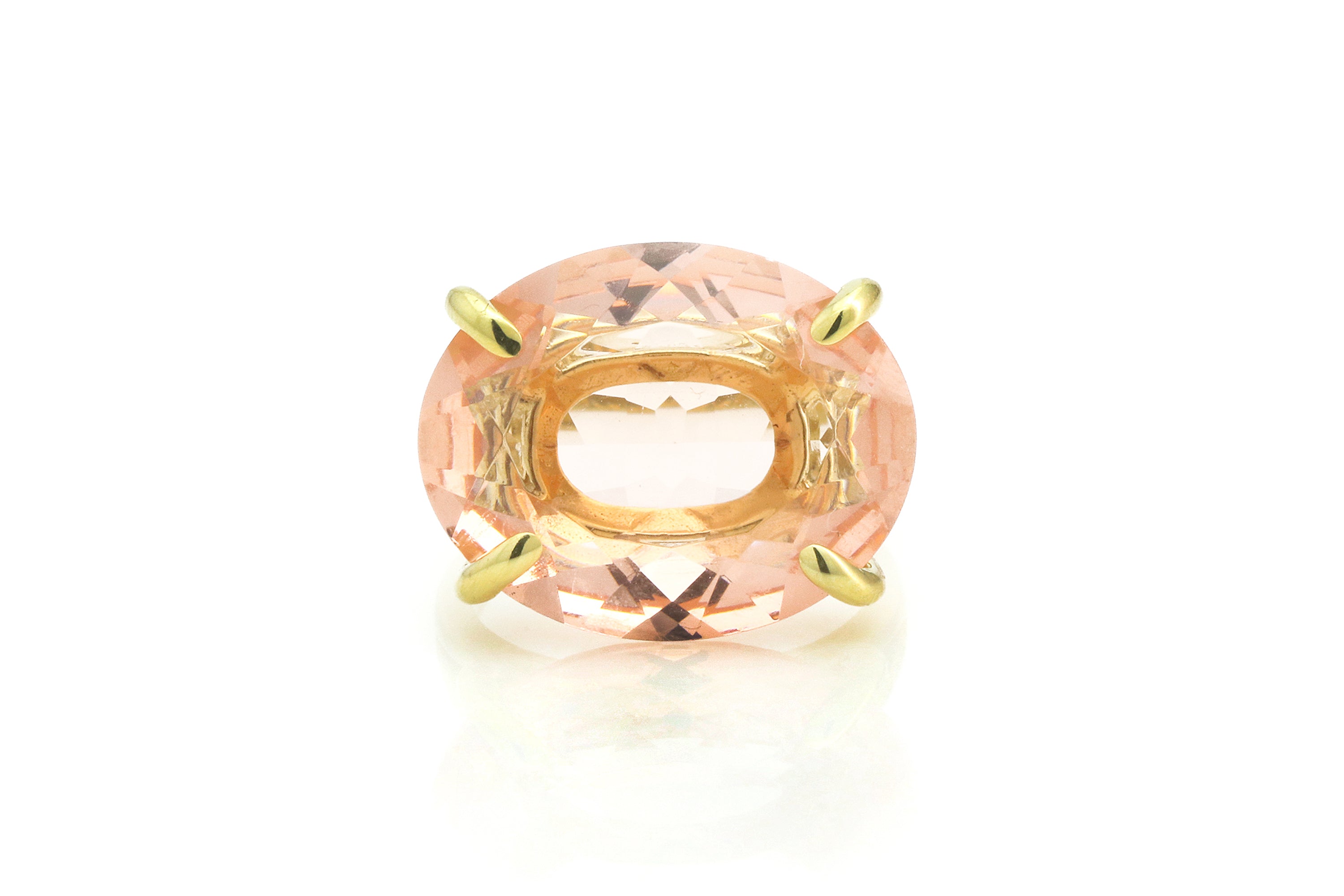 Amazing Peach Morganite Stone Gold Ring Rings Anemone Jewelry